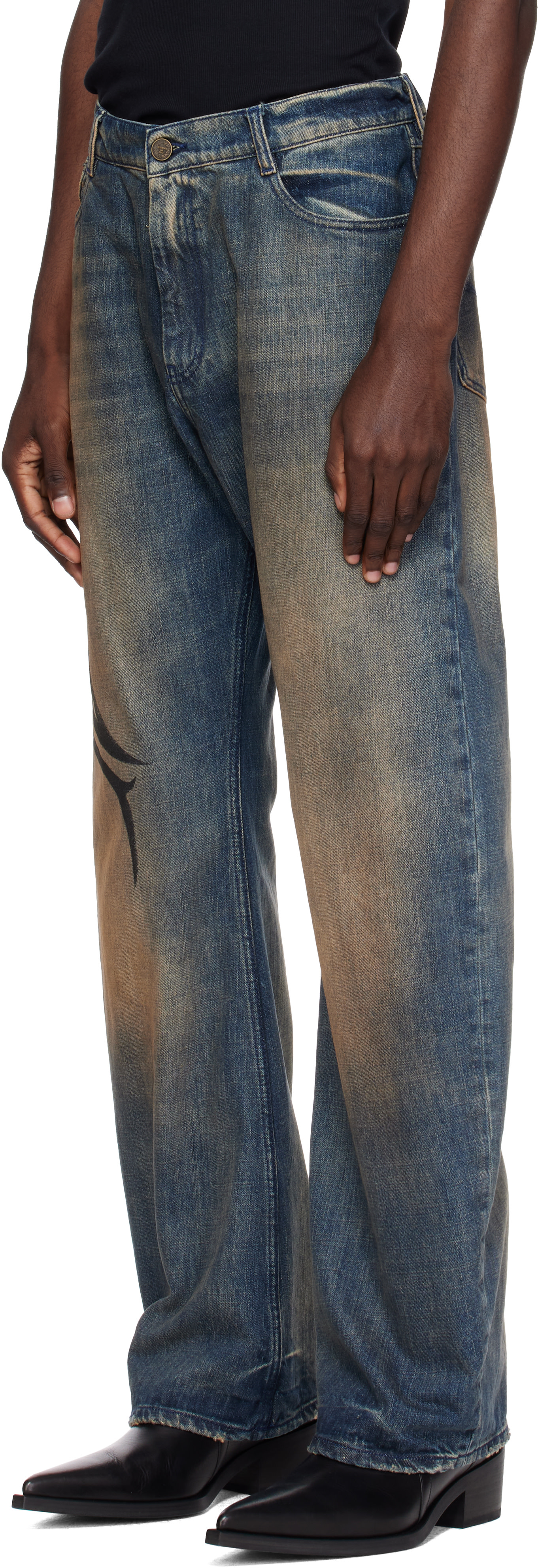 VETEMENTS - Blue Graffiti O-Leg Jeans