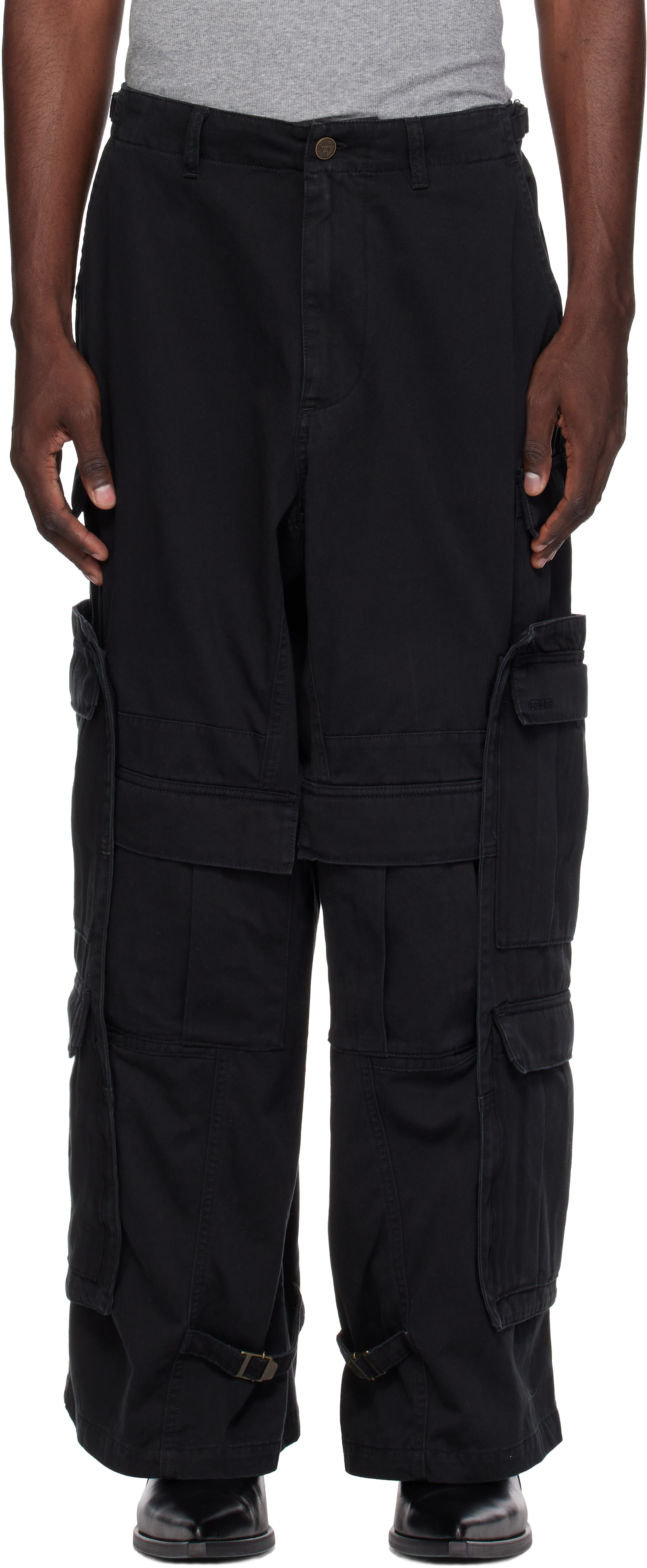 VETEMENTS - ブラック Merged カーゴパンツ