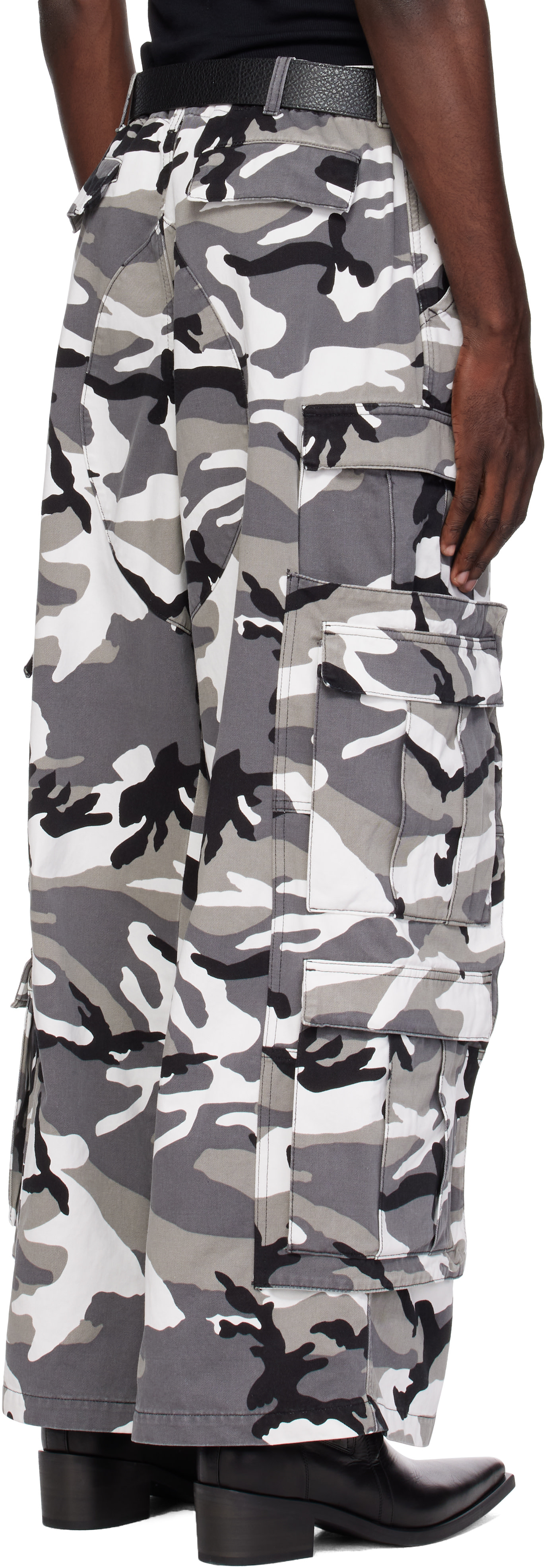 VETEMENTS - ブラック&ホワイト Merged カーゴパンツ