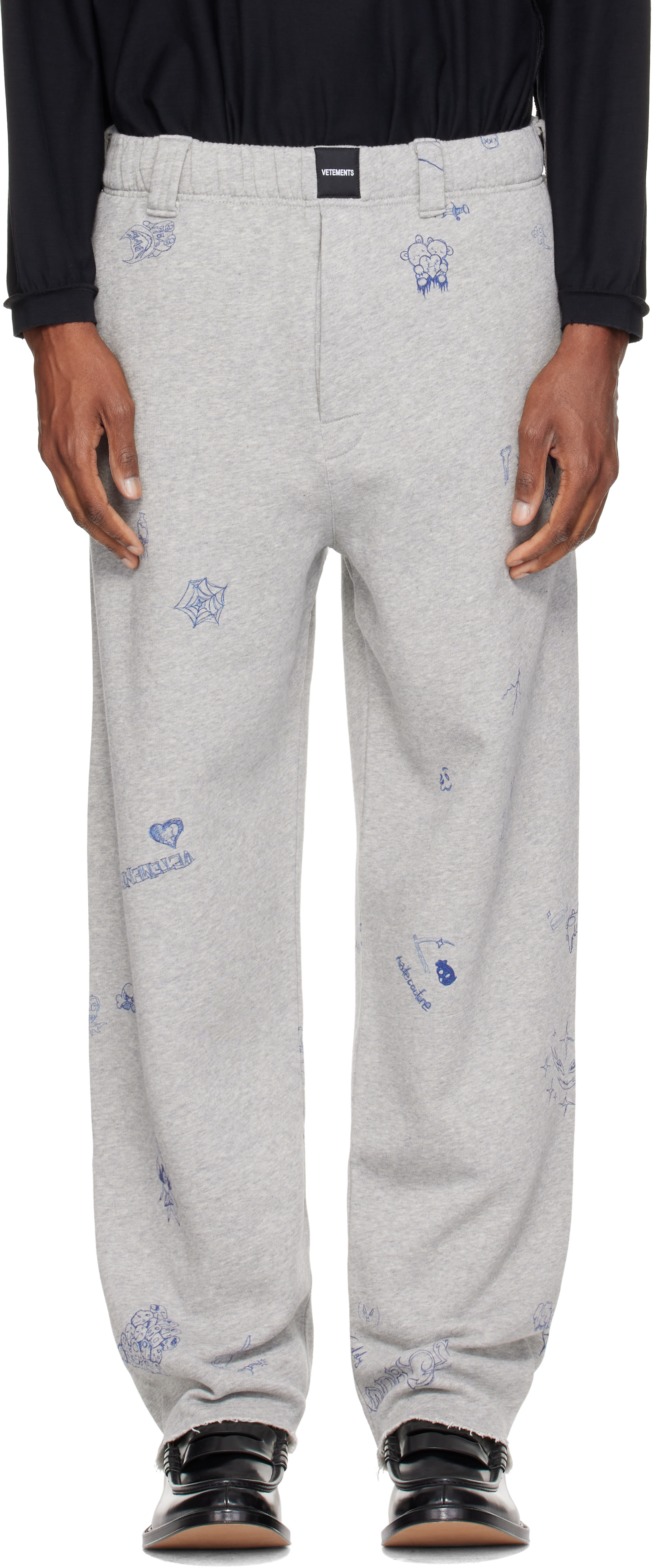 VETEMENTS - Gray Scribbled Tailored Sweatpants