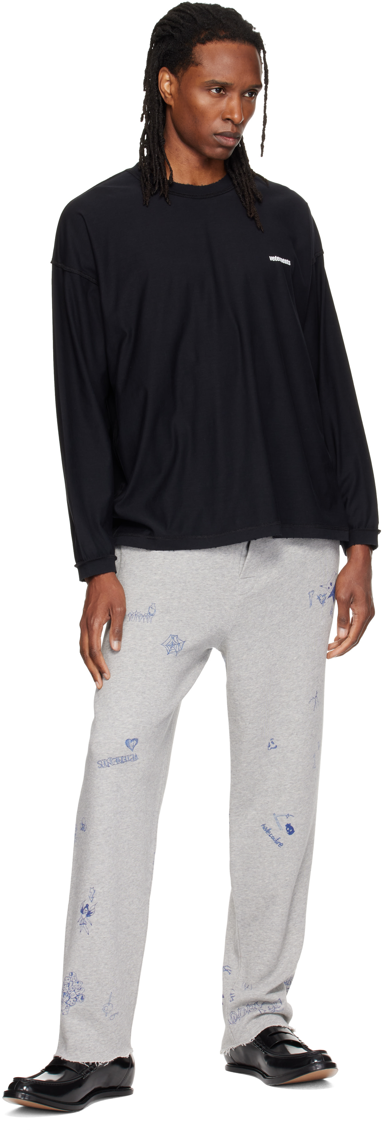 VETEMENTS - Gray Scribbled Tailored Sweatpants