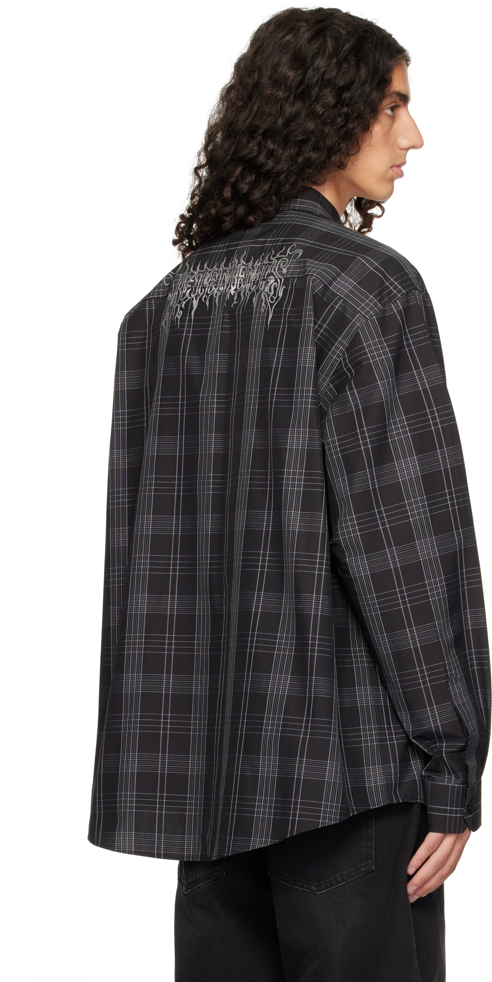 VETEMENTS - 블랙 메탈 로고 체크 셔츠