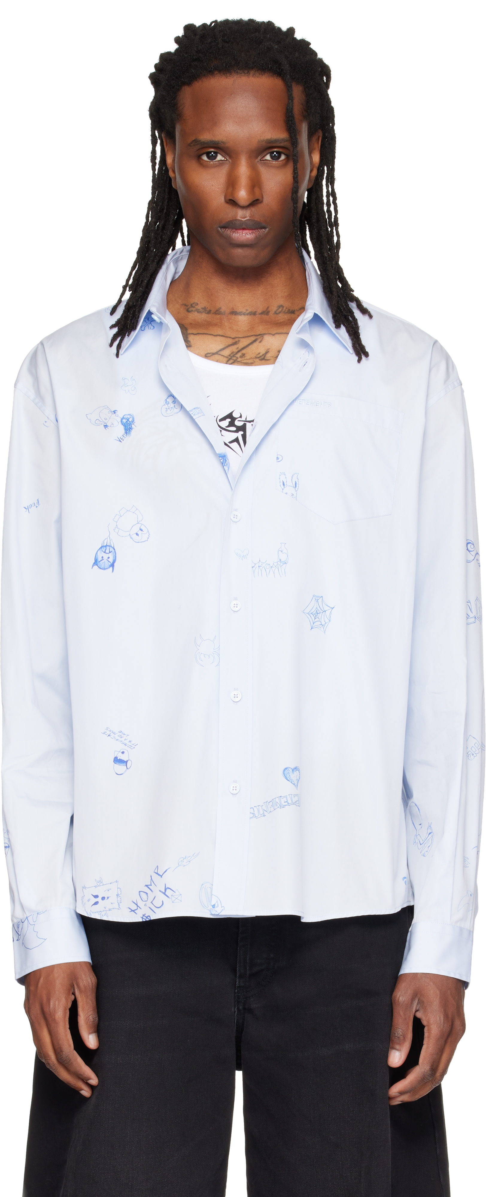VETEMENTS - Blue Scribble Classic Shirt