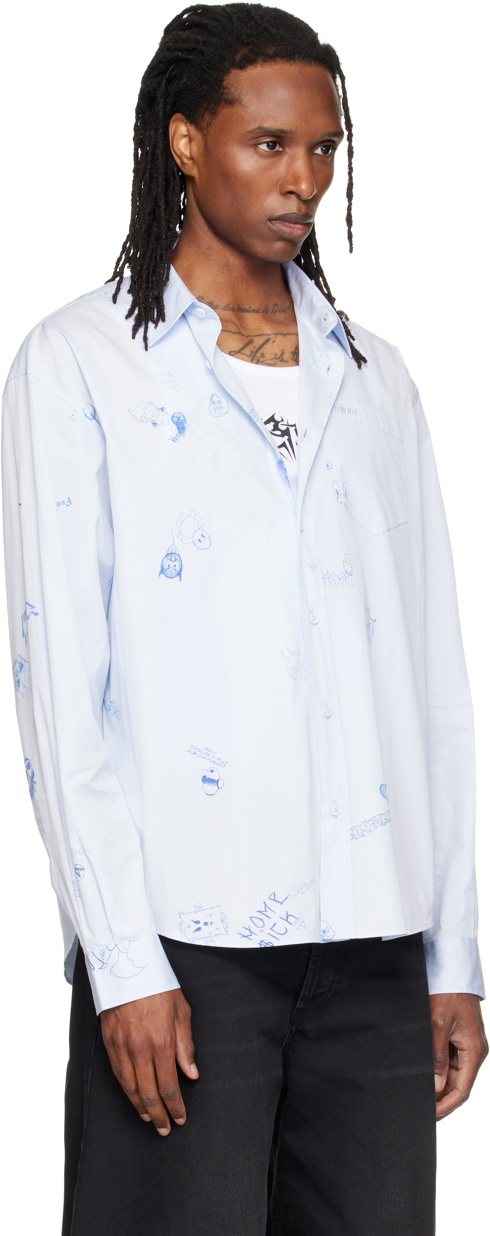 VETEMENTS - Blue Scribble Classic Shirt