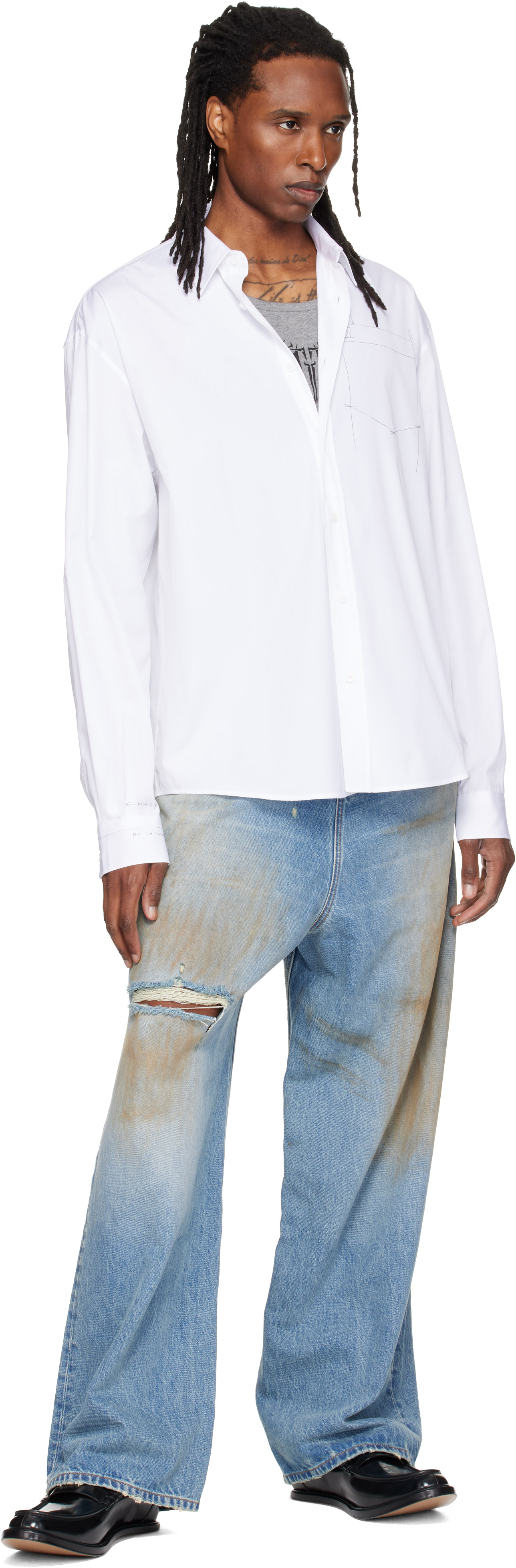 VETEMENTS - Chemise blanche à coutures work-in-progress