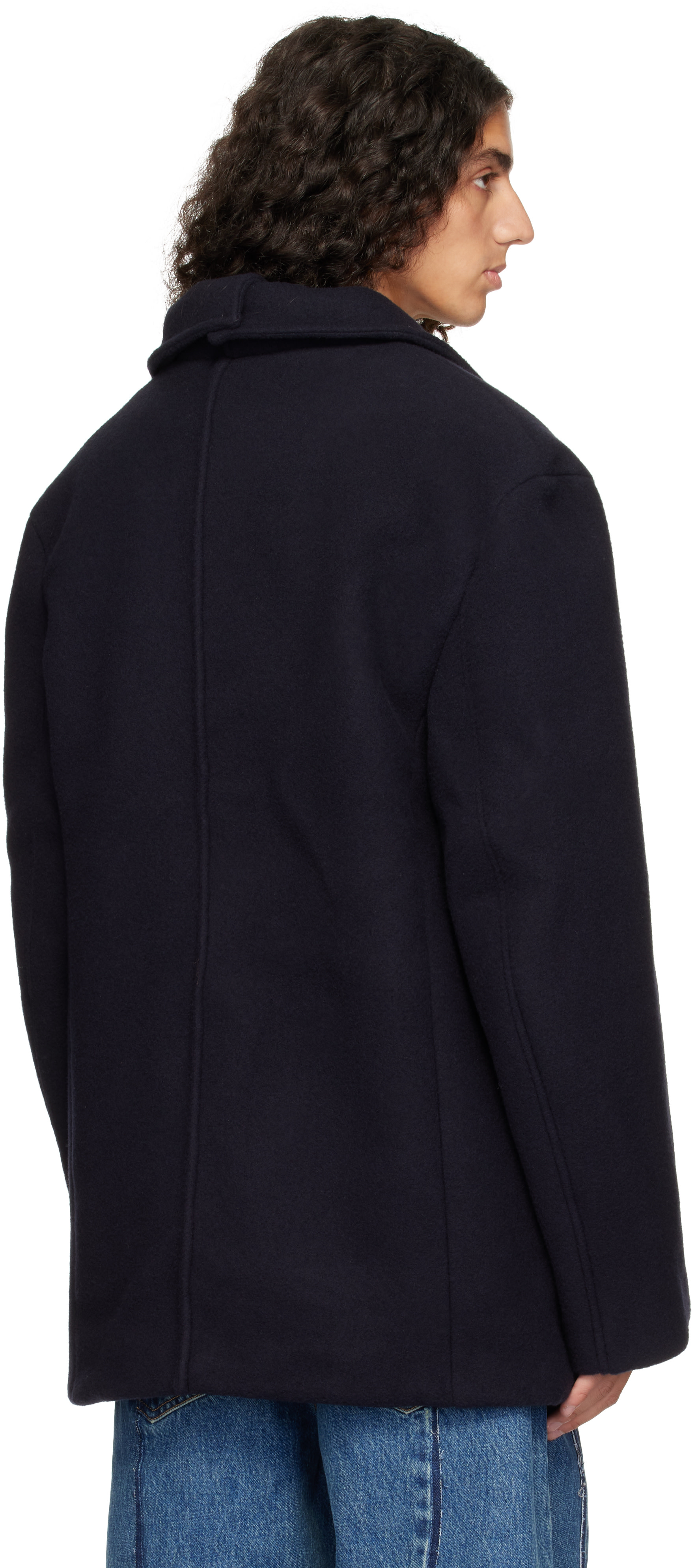 VETEMENTS - Navy Fireman Hooks Caban Jacket