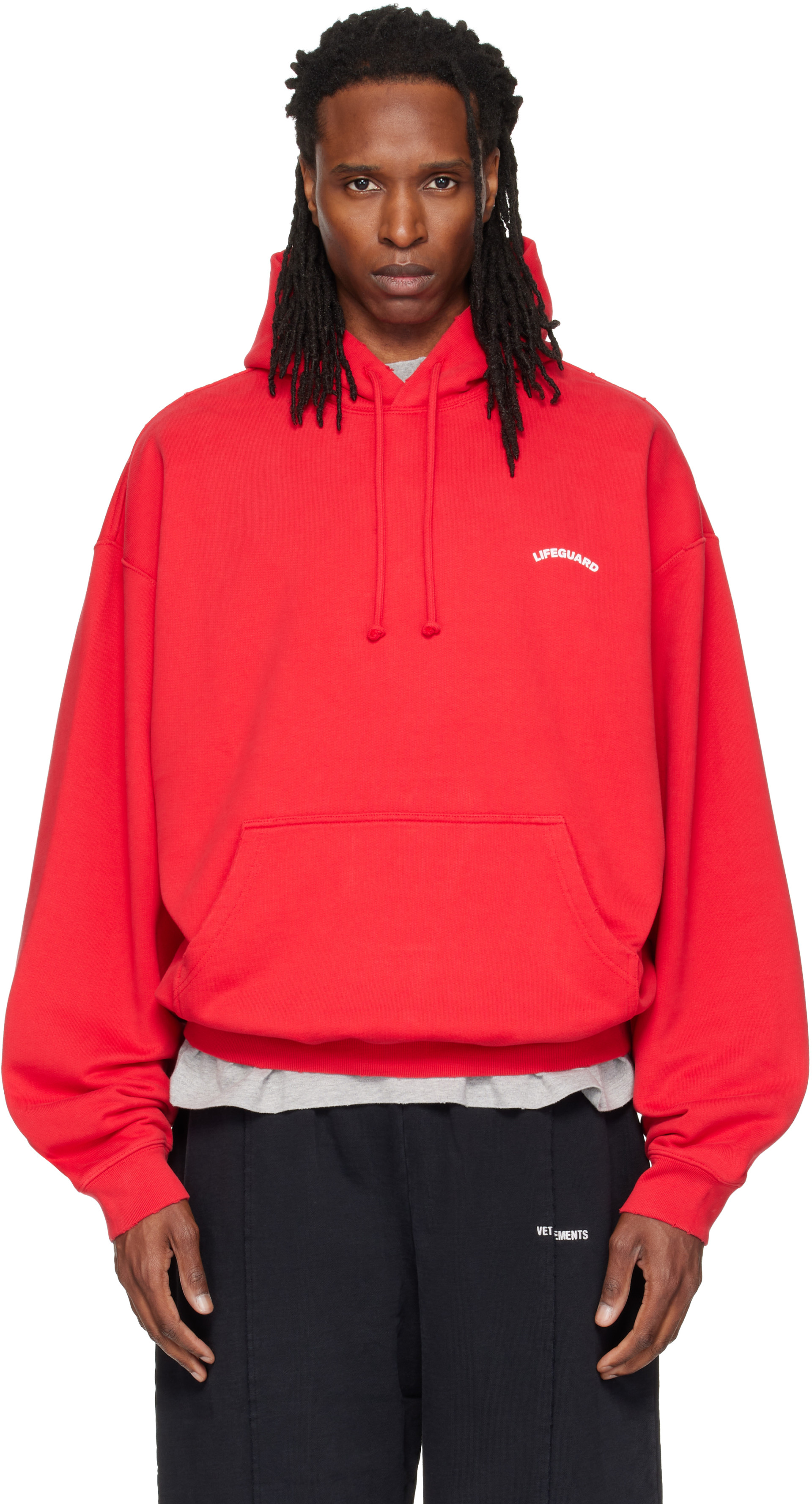 VETEMENTS - Pull à capuche surdimensionné 'Lifeguard' rouge
