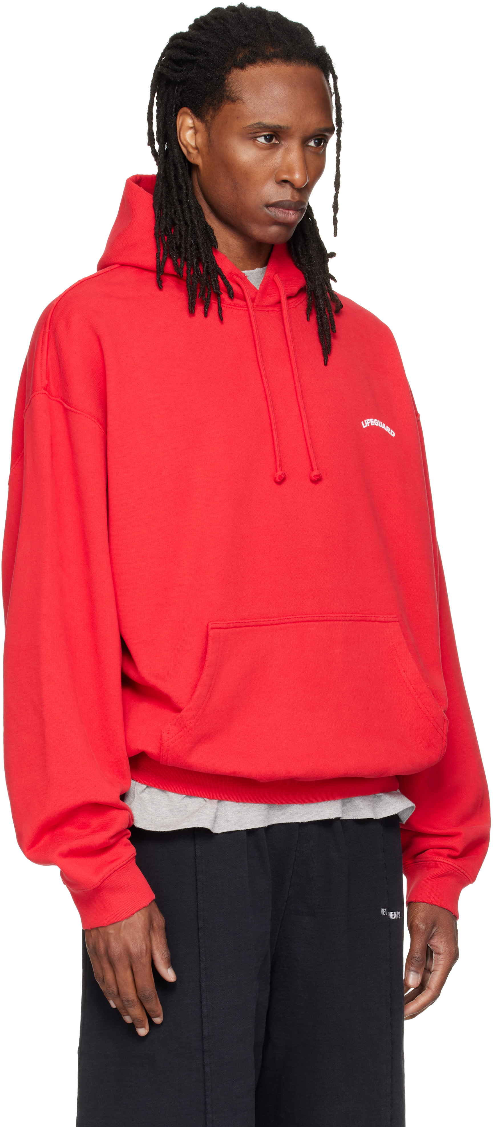VETEMENTS - 레드 오버사이즈 라이프가드 후디