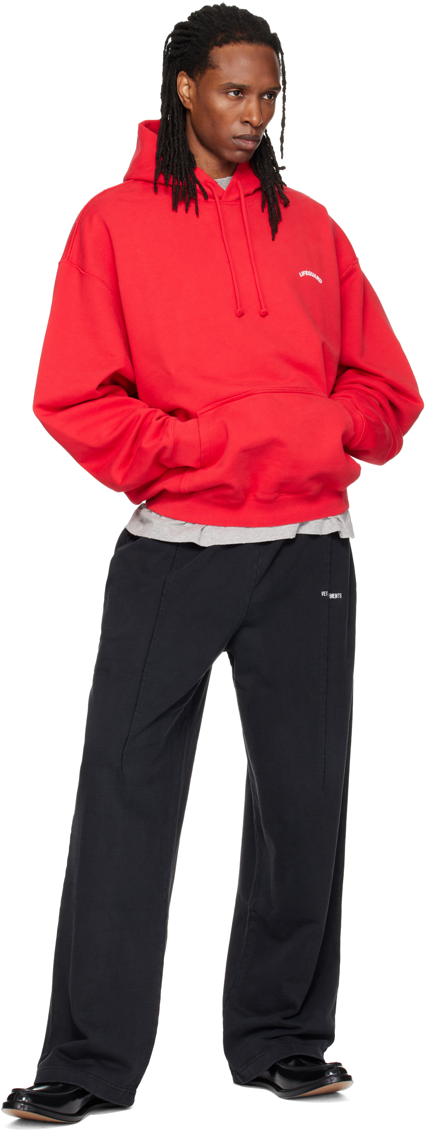 VETEMENTS - Pull à capuche surdimensionné 'Lifeguard' rouge