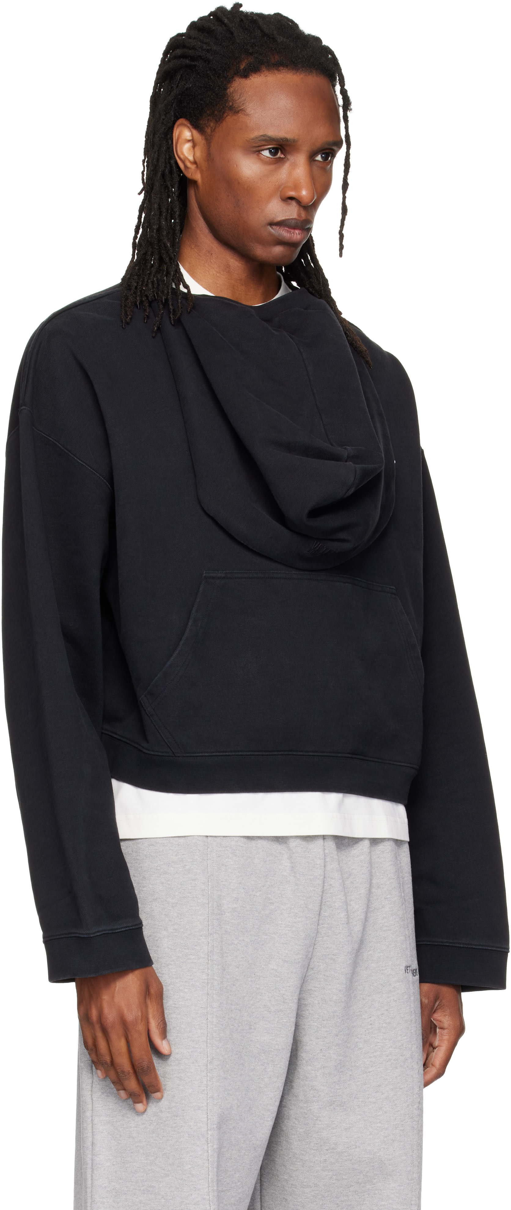 VETEMENTS - Pull à capuche de sport noir à logos