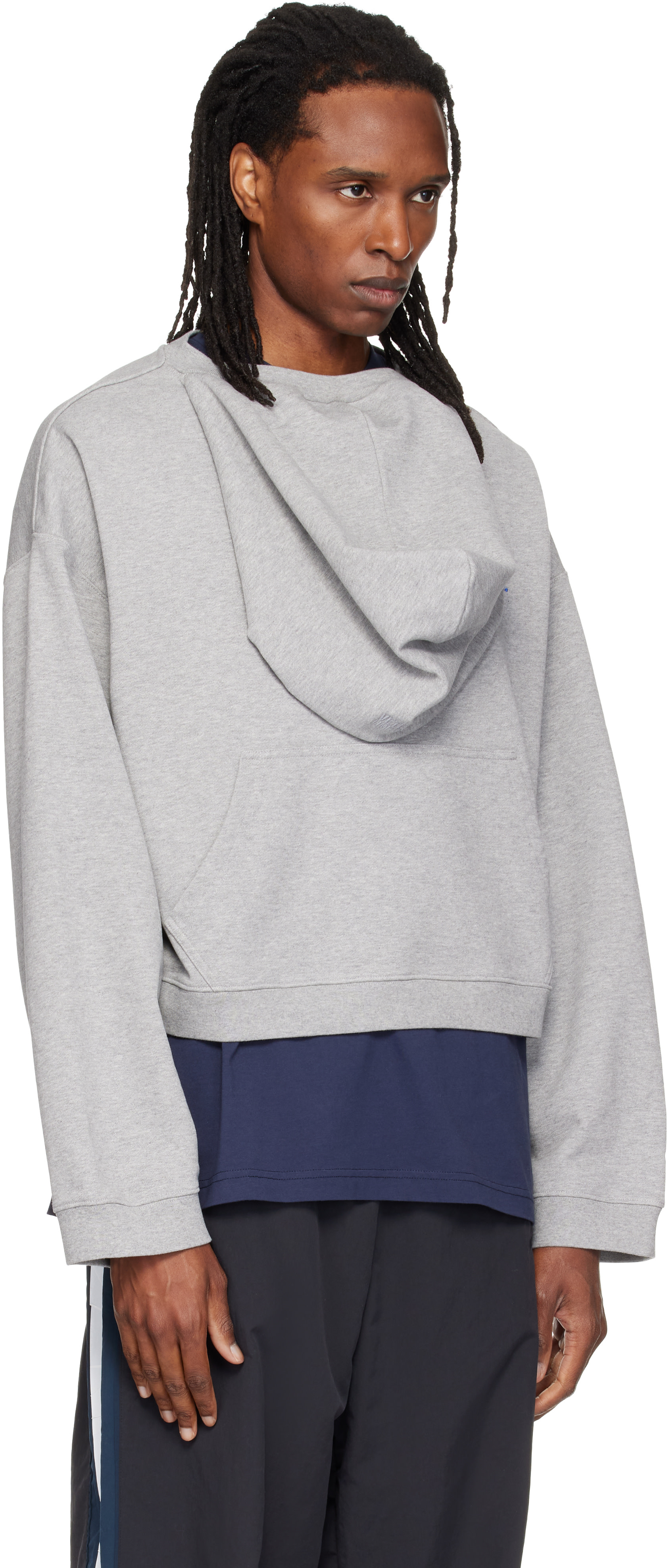 VETEMENTS - Pull à capuche de sport gris à logo