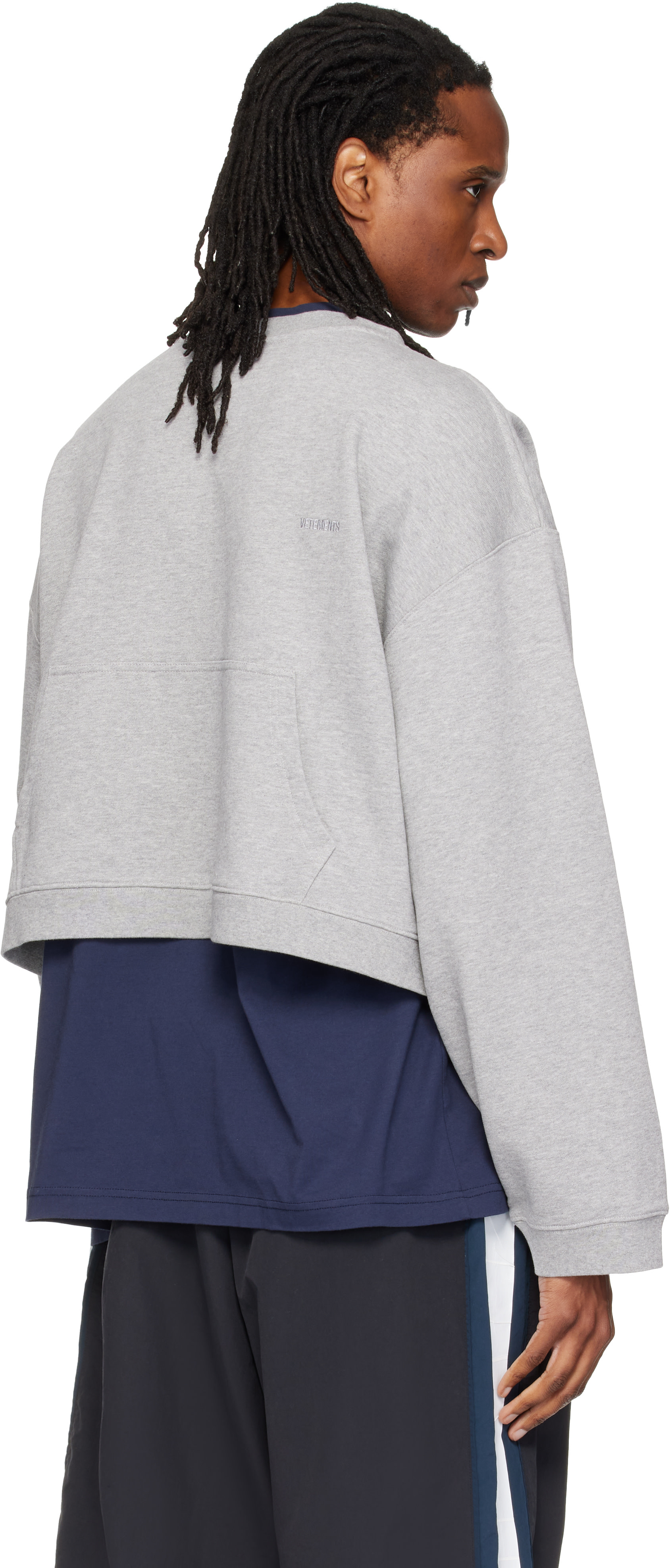 VETEMENTS - Pull à capuche de sport gris à logo