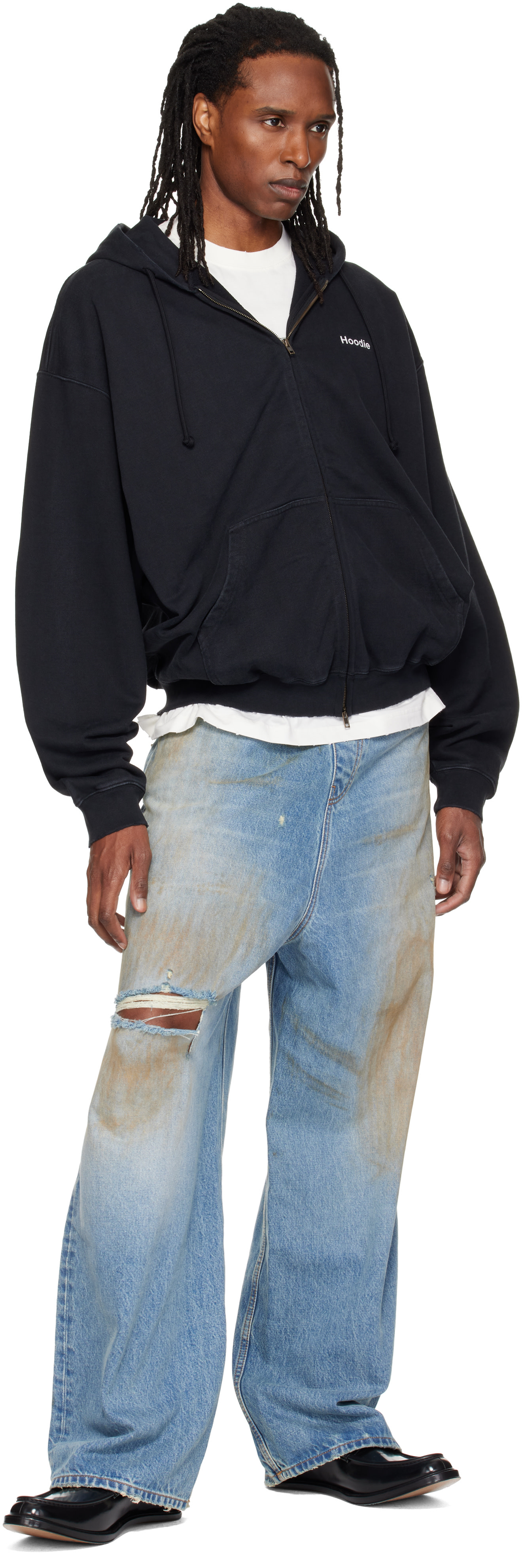 VETEMENTS: ブラック 'Hoodie Definition' ジップアップフーディ