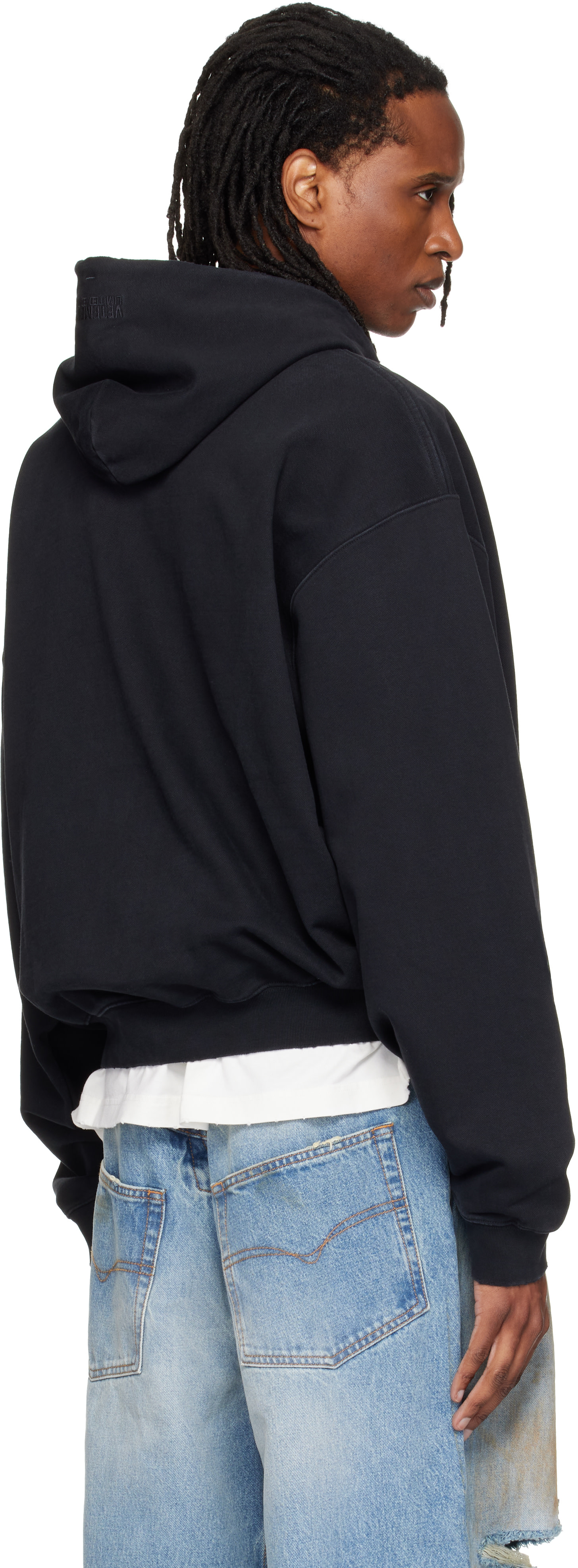 VETEMENTS - Pull à capuche 'Anarchist Front' noir à glissière