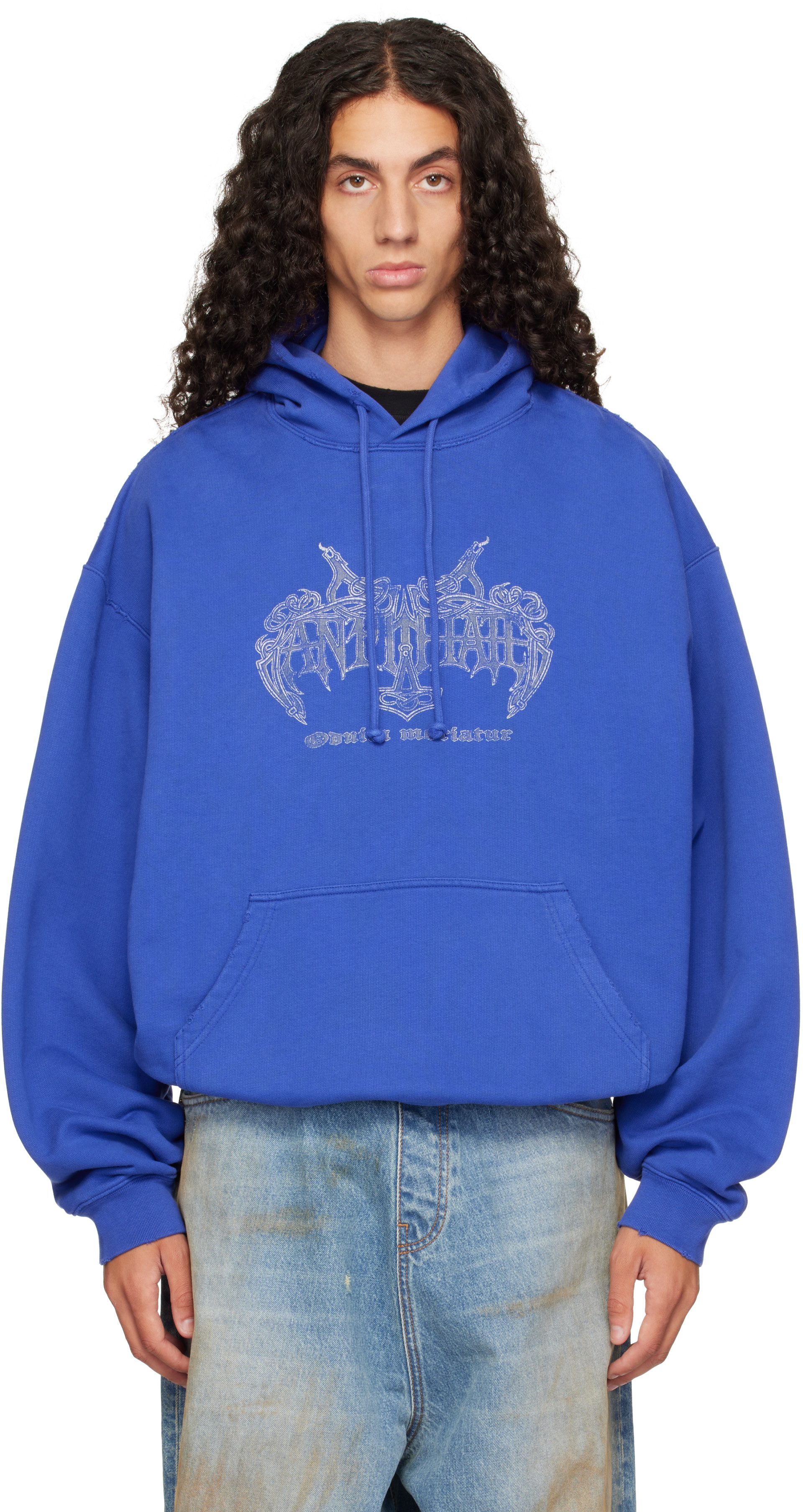 VETEMENTS - 블루 안티헤이트 오버사이즈 후디
