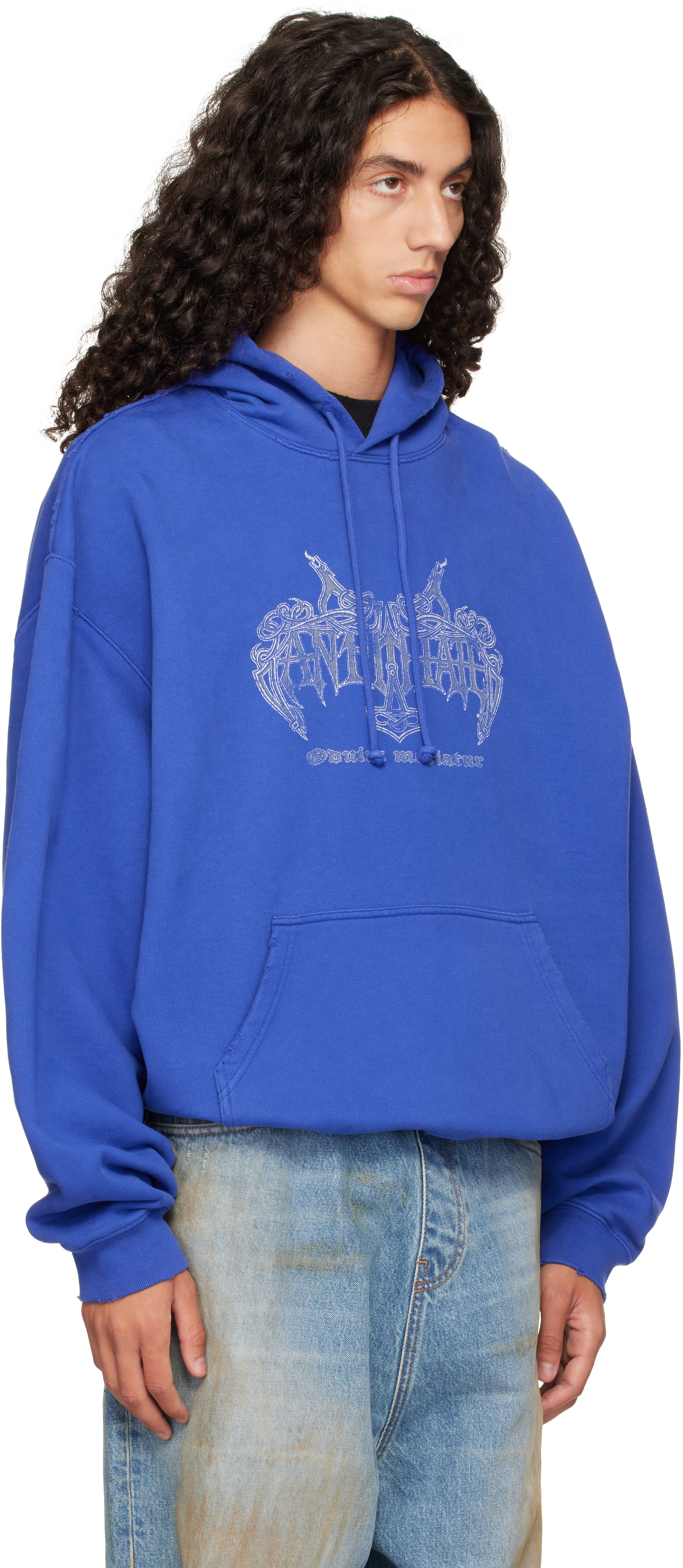 VETEMENTS - Pull à capuche surdimensionné 'Antihate' bleu