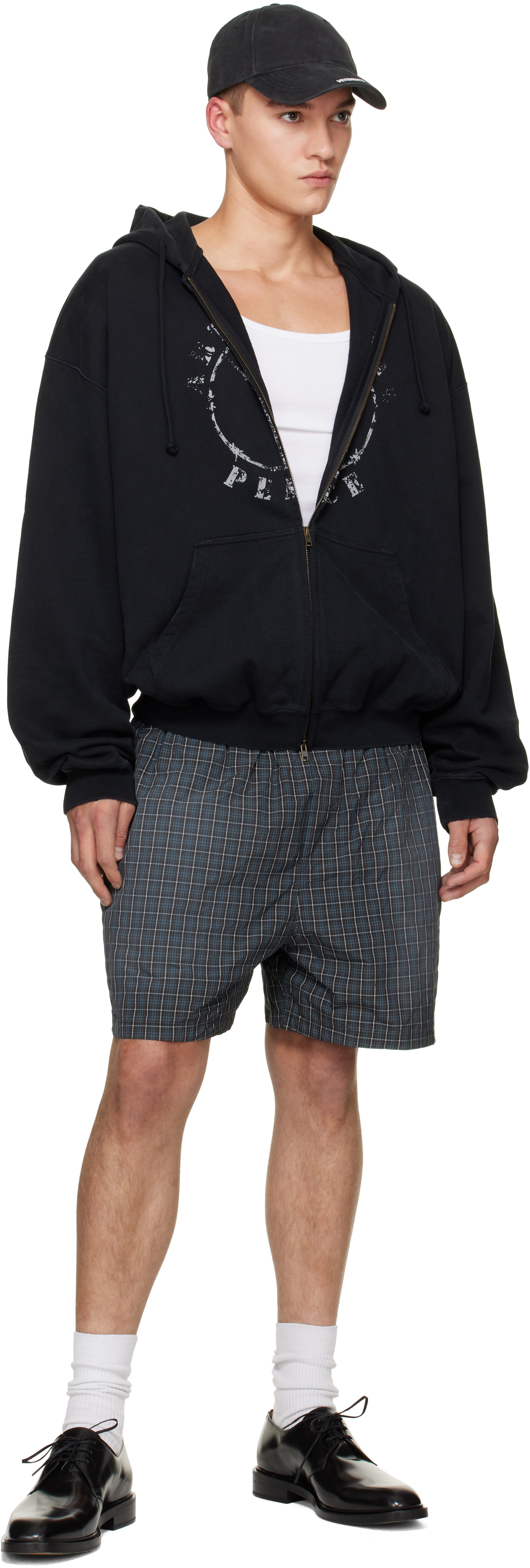 VETEMENTS - Pull à capuche 'Artificial Peace' noir à glissière