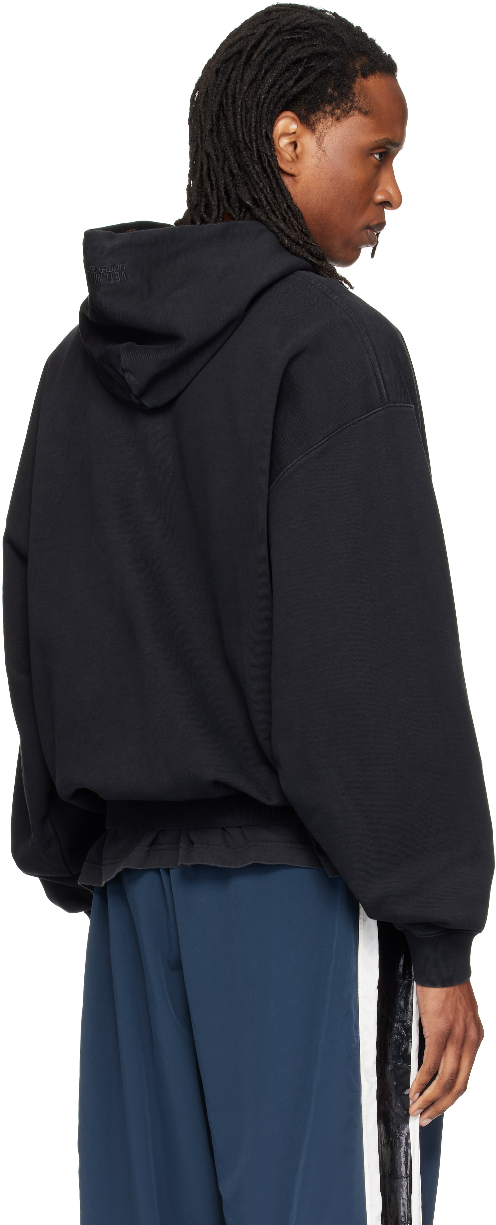 VETEMENTS: Black Embroidered Zip Up Hoodie | SSENSE