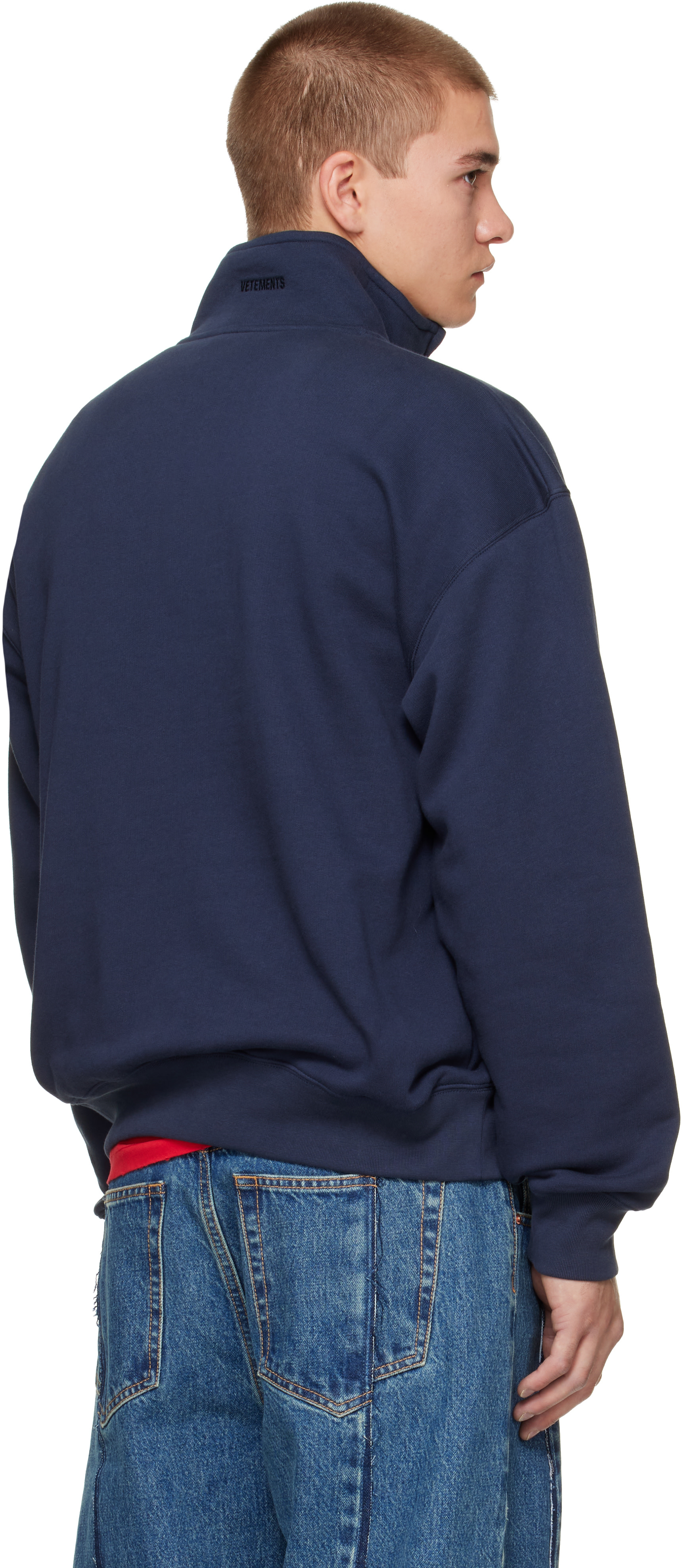 VETEMENTS - ネイビー ハーフジップ スウェットシャツ