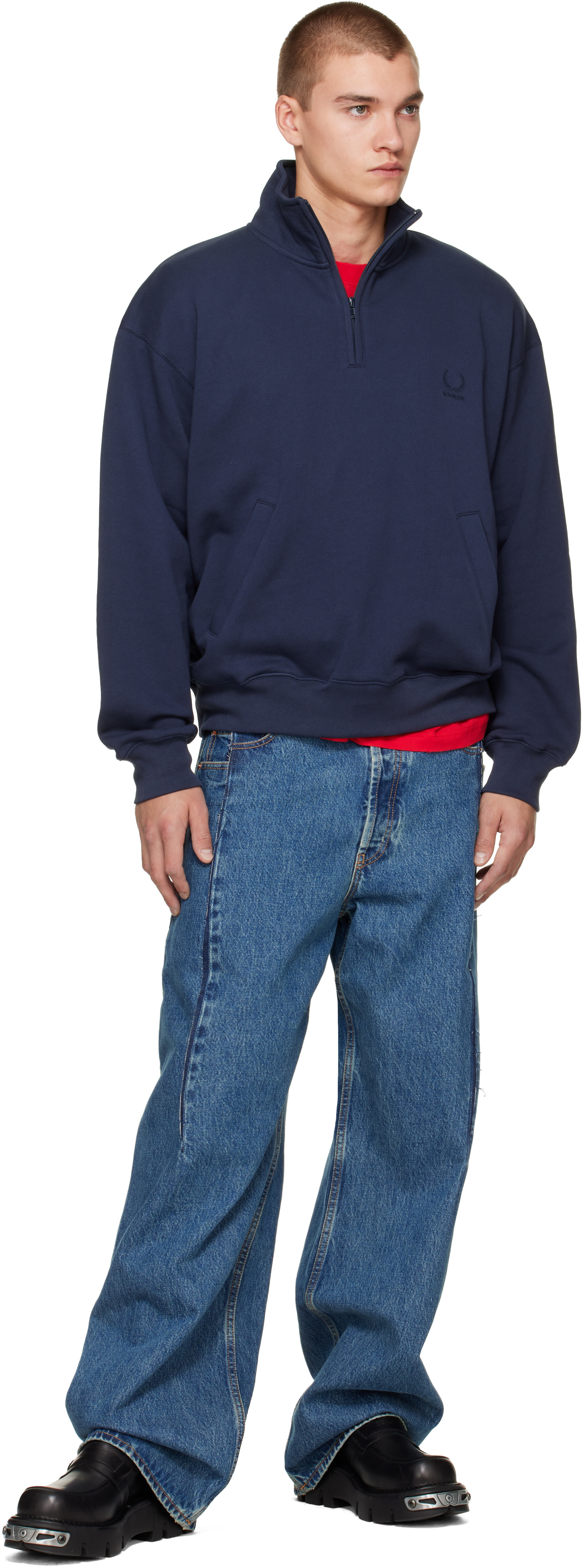 VETEMENTS - ネイビー ハーフジップ スウェットシャツ
