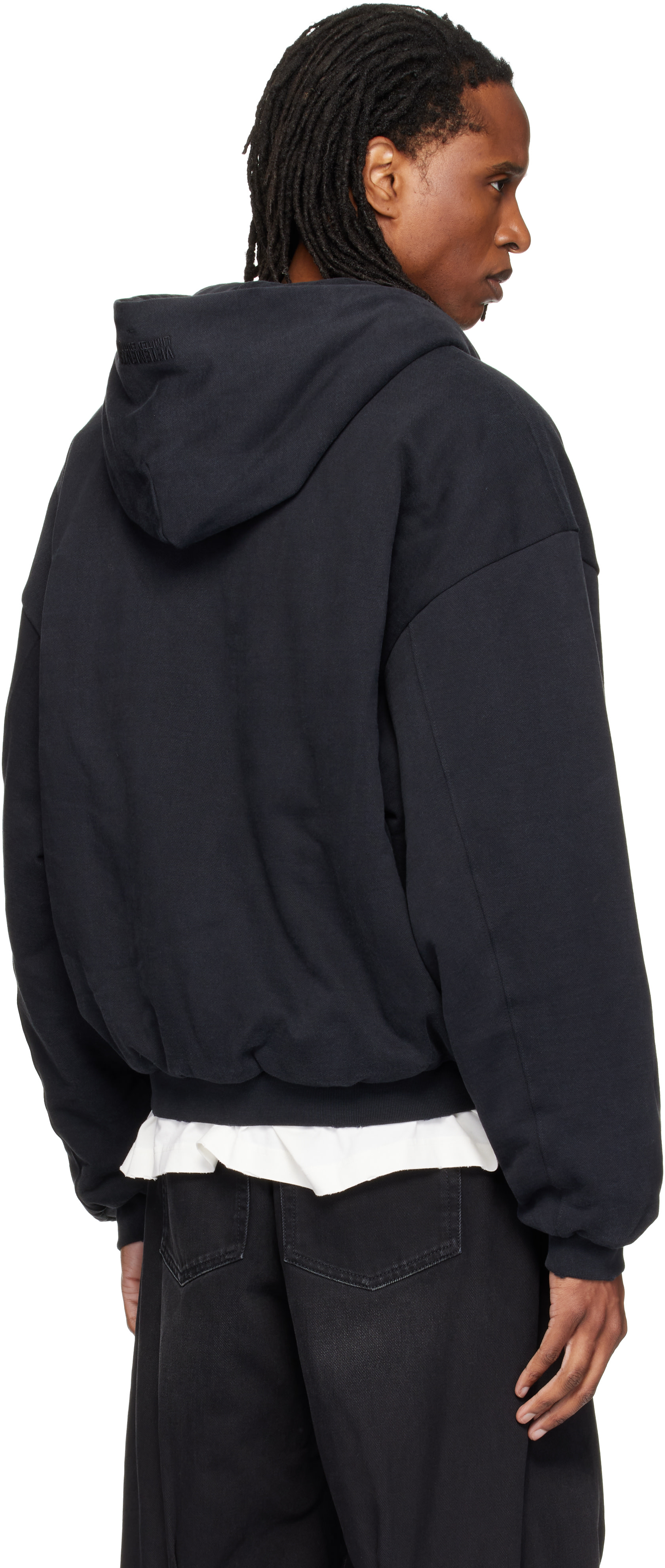 VETEMENTS - Pull à capuche noir à glissière