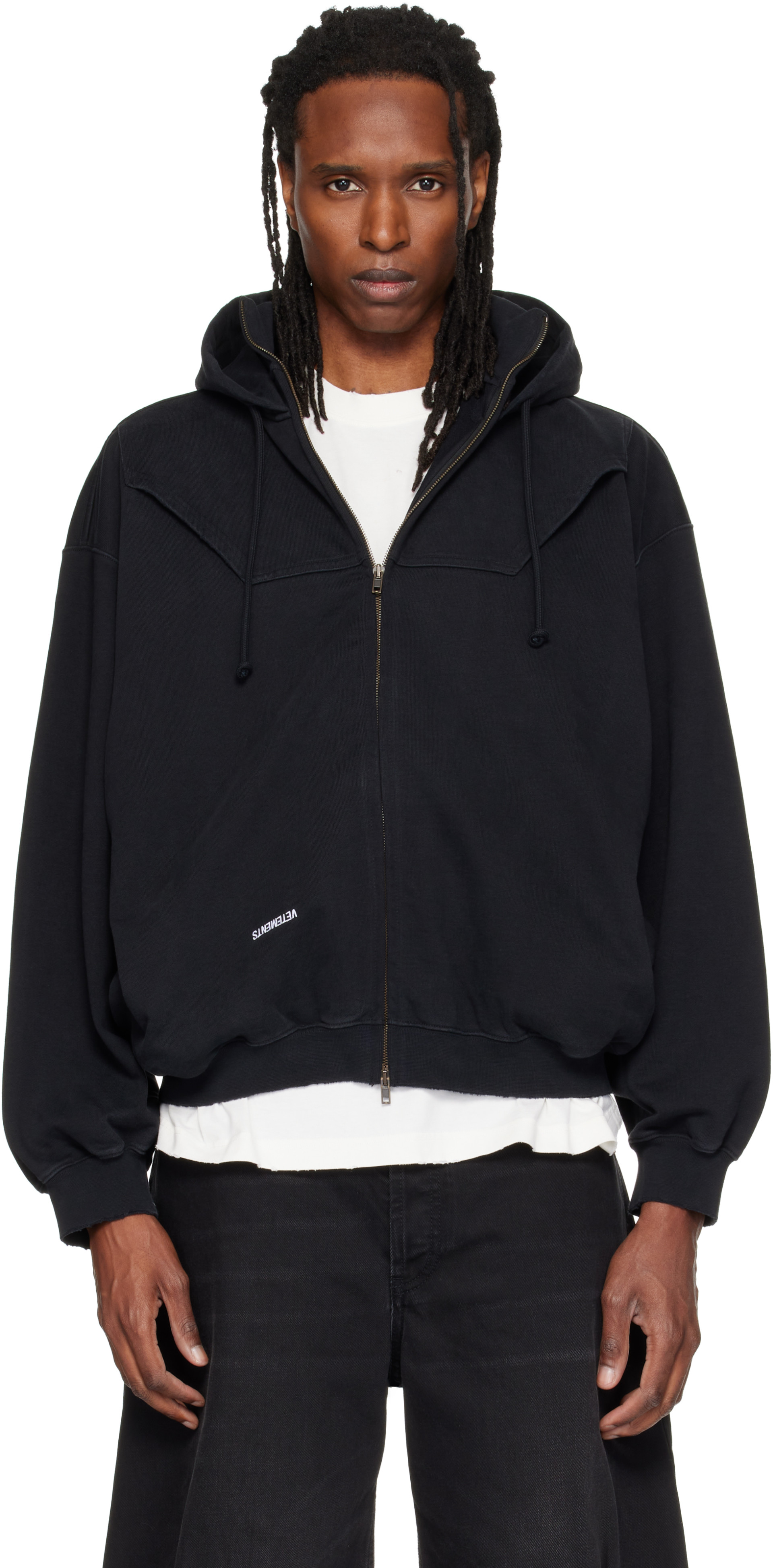 VETEMENTS - ブラック Upside-Down ジップアップフーディ