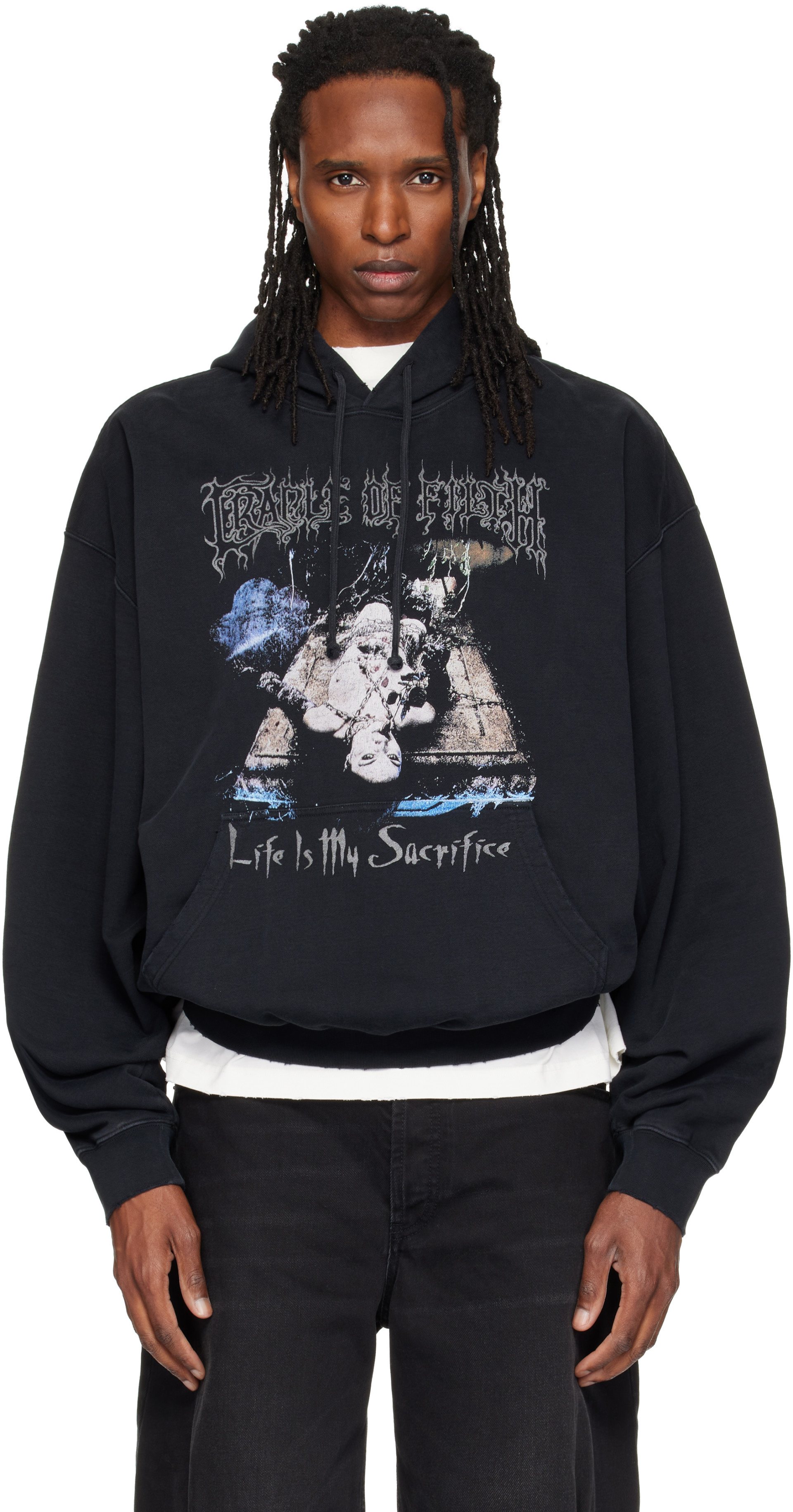 VETEMENTS: Black Cradle of Filth Edition 'Sacrifice' Hoodie | SSENSE