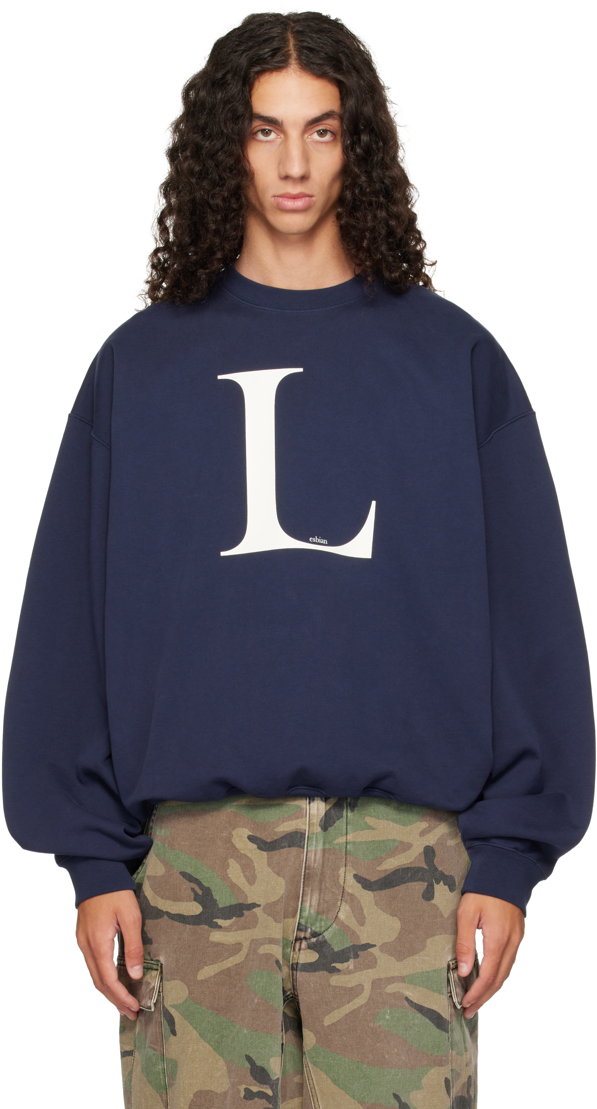 VETEMENTS - Navy 'L-esbian' Oversized Sweatshirt