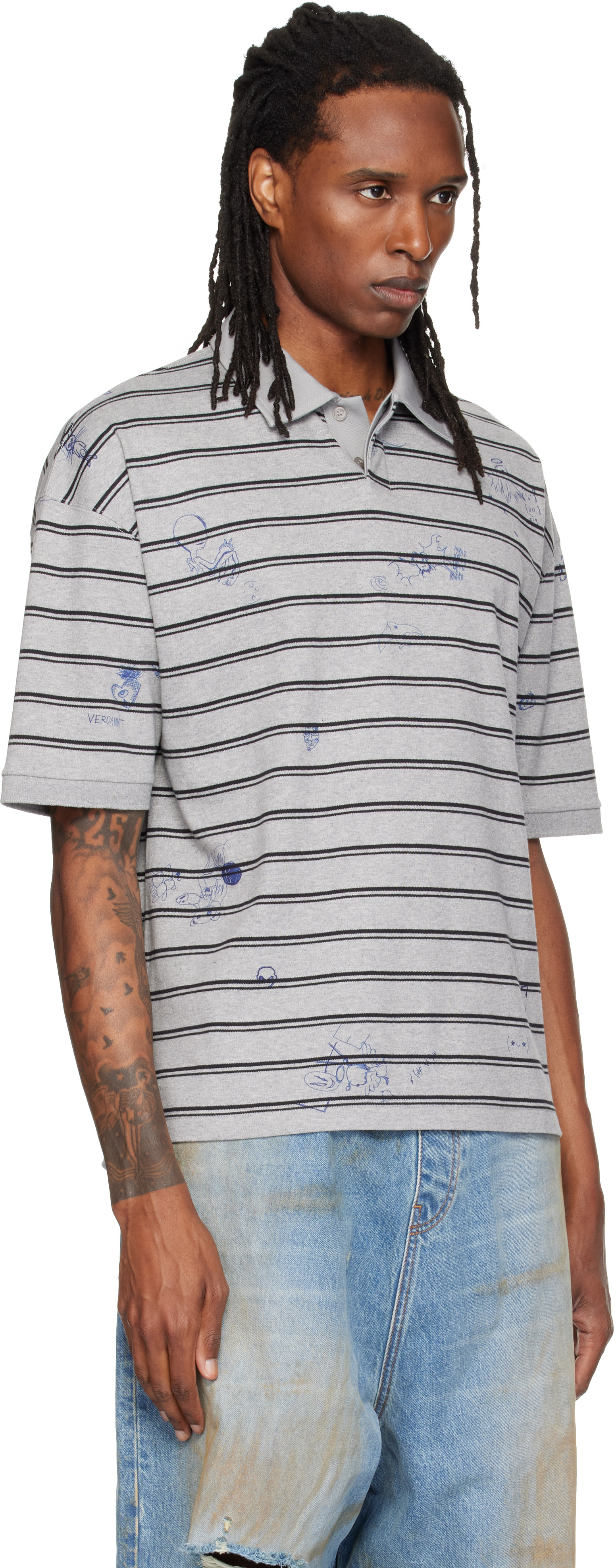 VETEMENTS - Gray Scribbled Polo