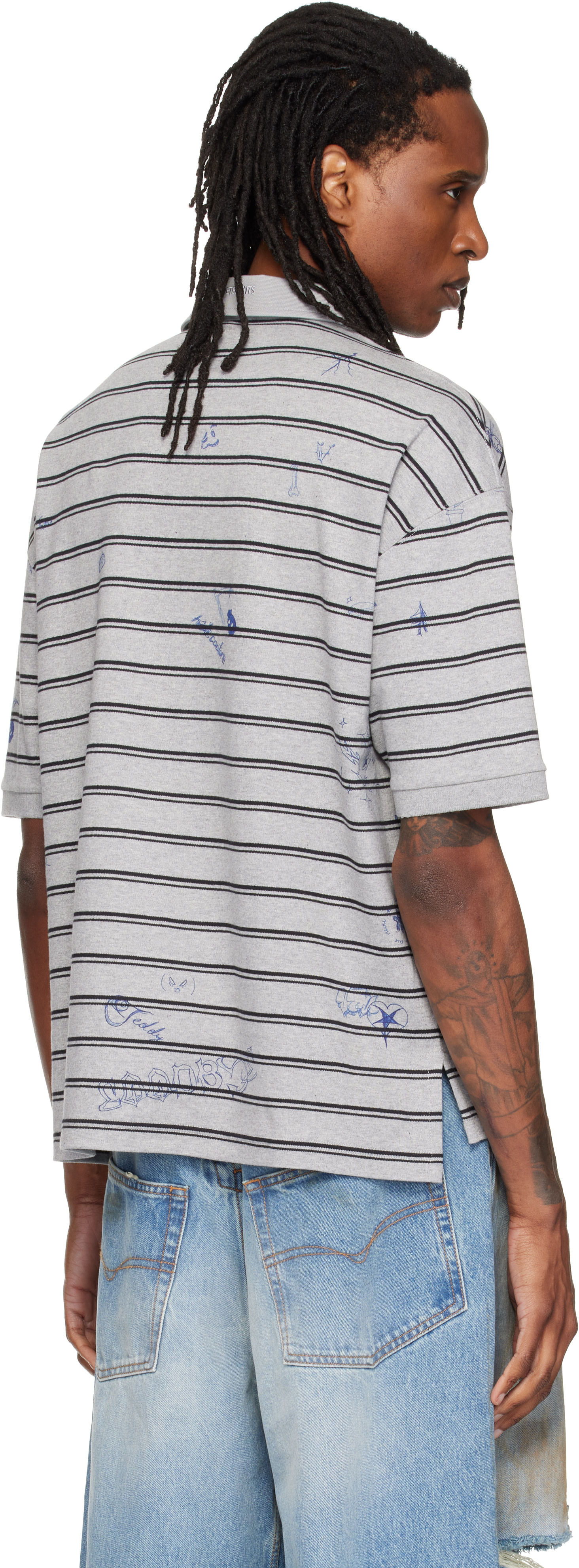 VETEMENTS - Gray Scribbled Polo