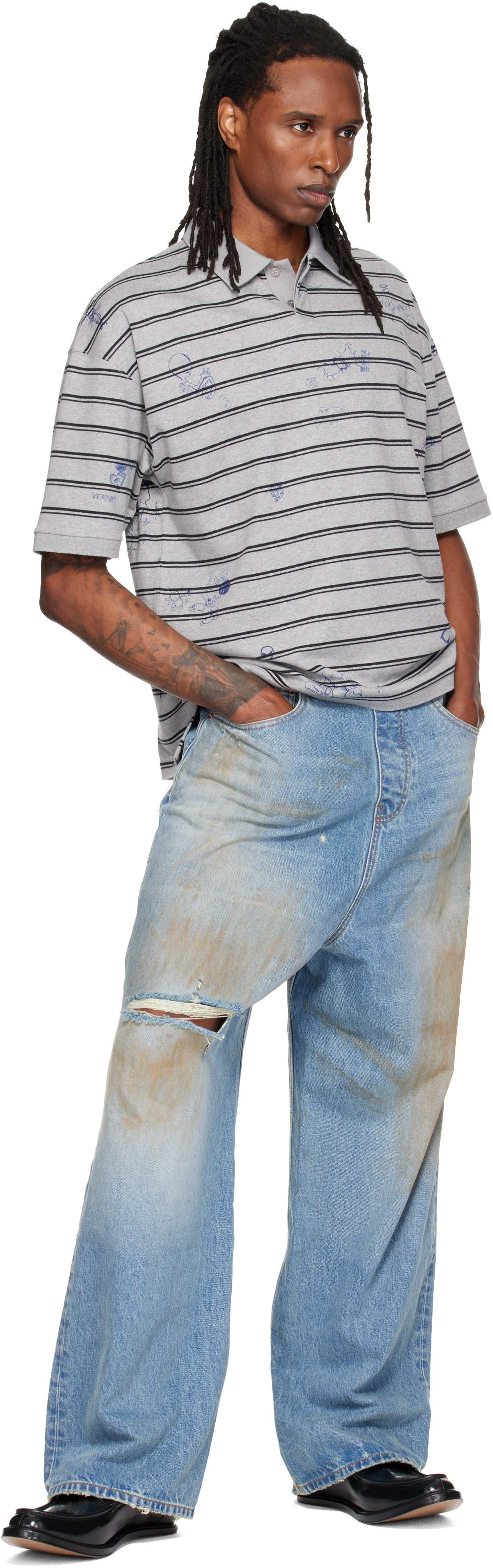 VETEMENTS - Gray Scribbled Polo