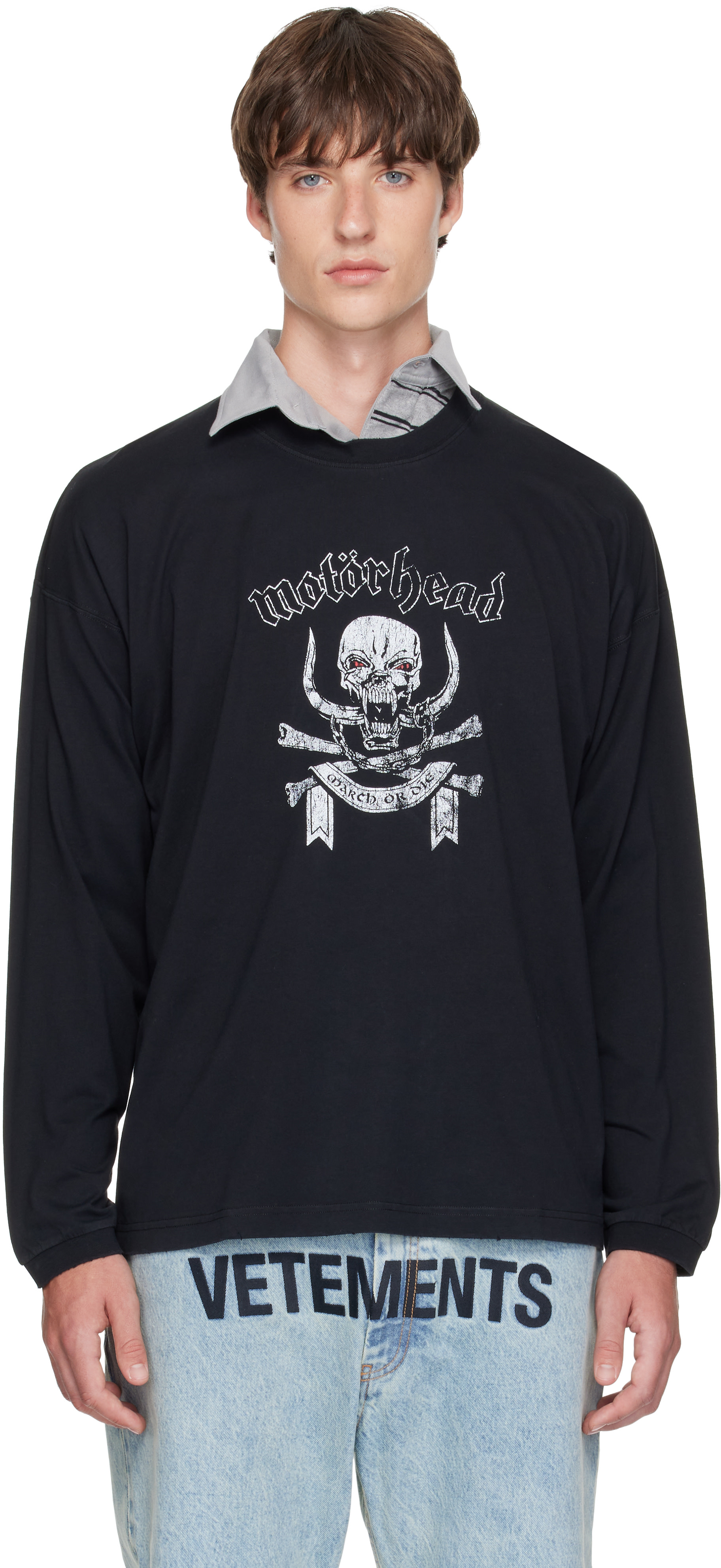 VETEMENTS: Black Motörhead Edition Long Sleeve T-shirt | SSENSE