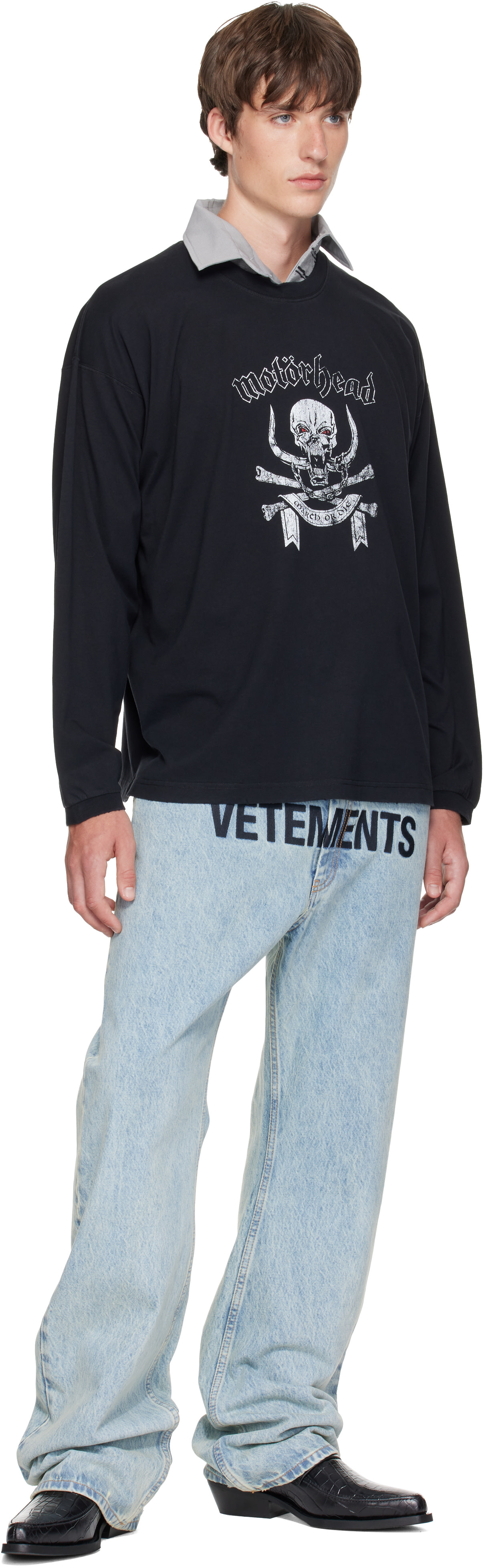 VETEMENTS: Black Motörhead Edition Long Sleeve T-shirt | SSENSE