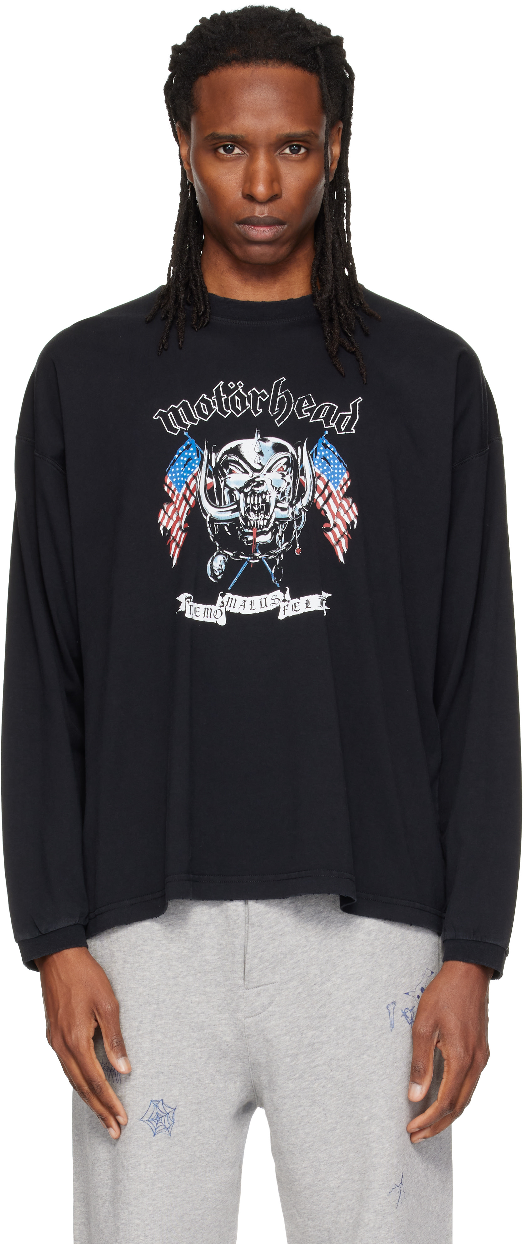 VETEMENTS ロゴプリント シャツ ブラック VETEMENTS: ブラック Motörheadエディション Flag 長袖Tシャツ