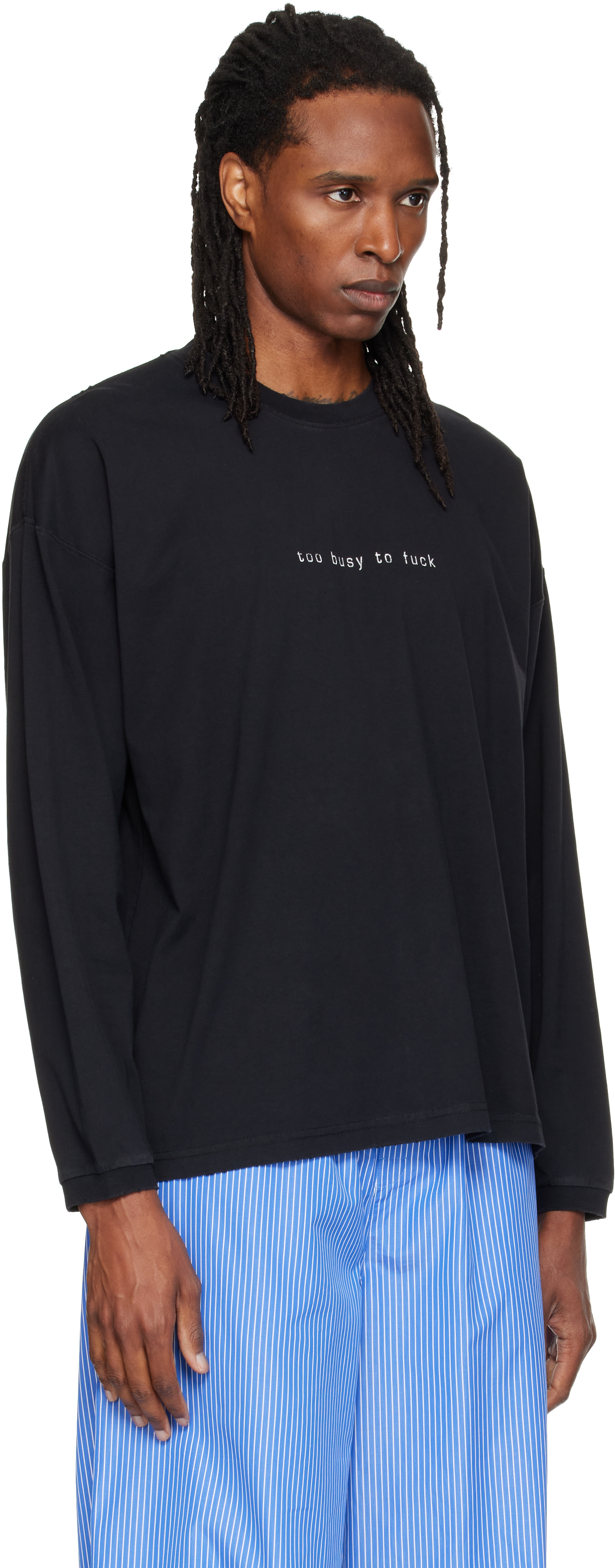 VETEMENTS: ブラック 'Too Busy To Fuck' 長袖Tシャツ | SSENSE 日本