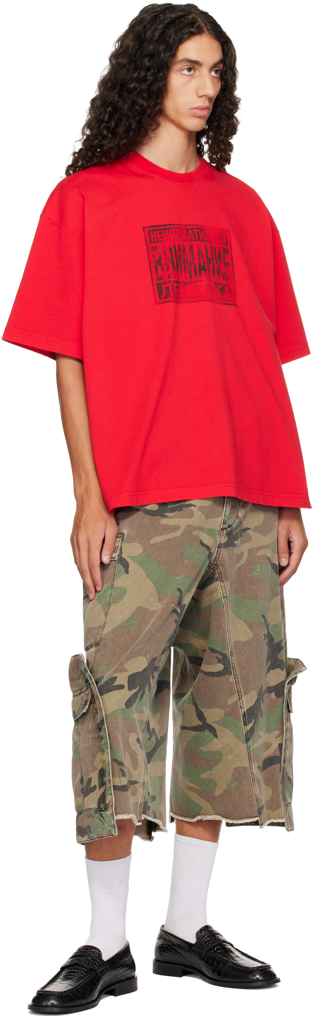 VETEMENTS - Red 'Explicit Language' Boxy T-shirt