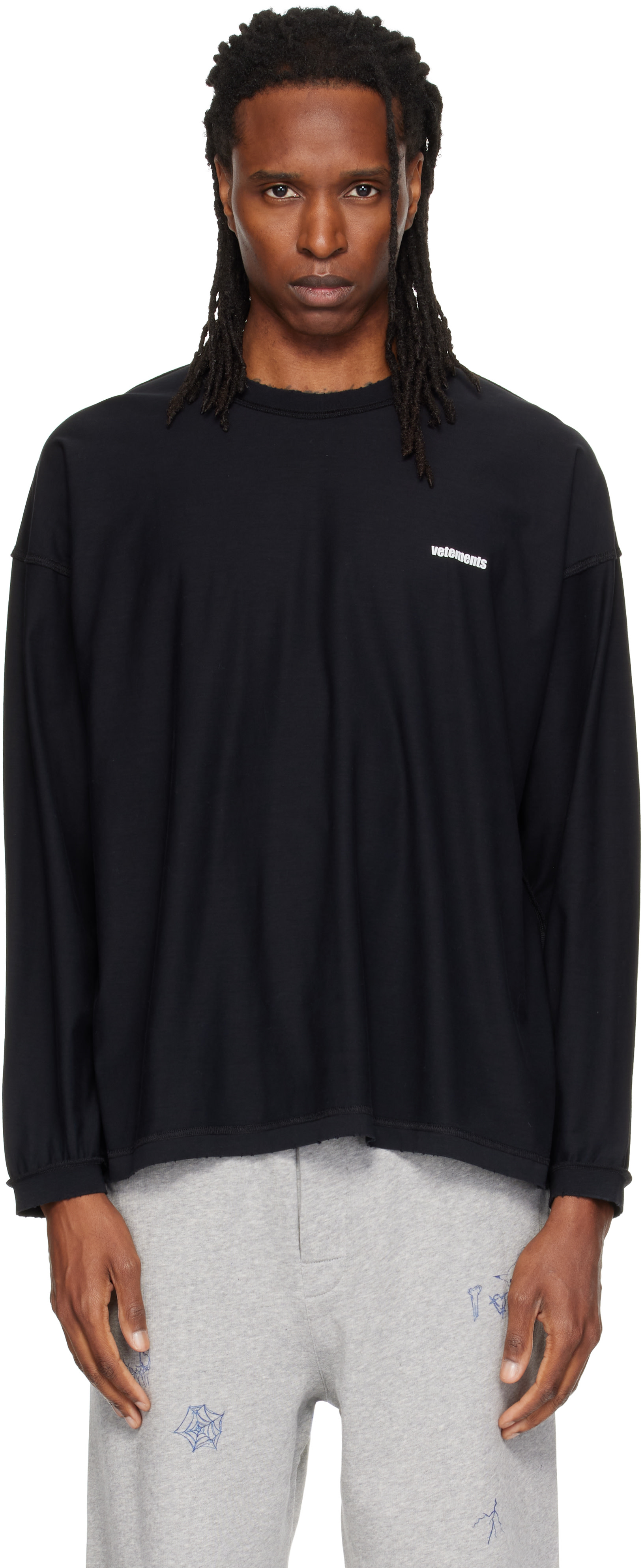 VETEMENTS - T-shirt noir à assemblage inversé