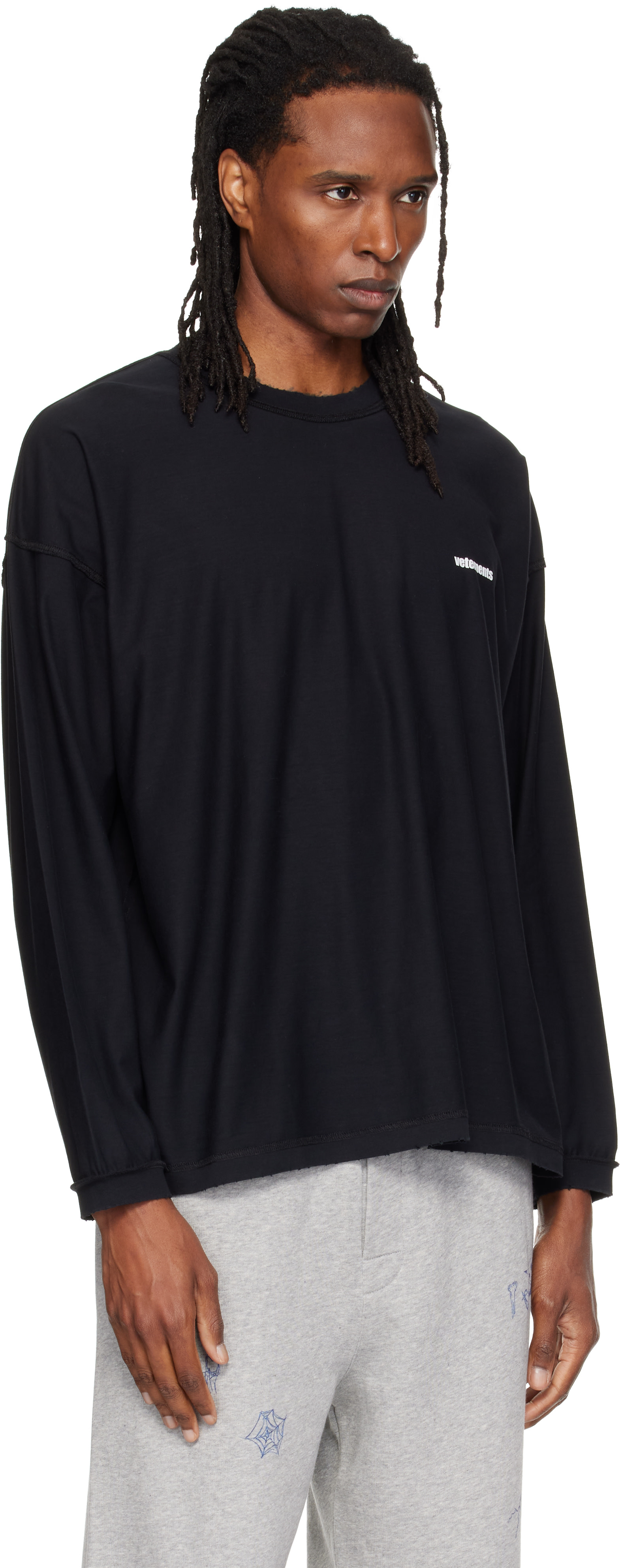 VETEMENTS - T-shirt noir à assemblage inversé