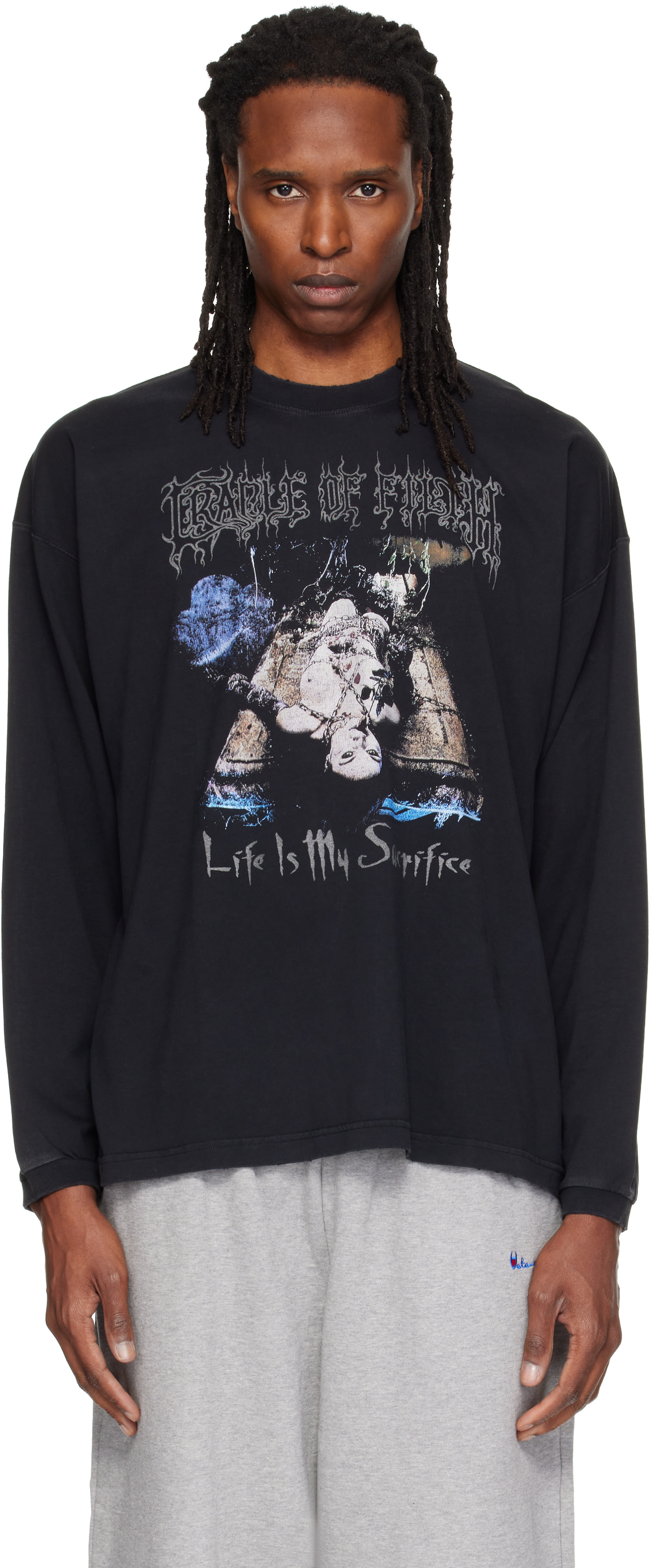 VETEMENTS: ブラック Cradle of Filthエディション Sacrifice 長袖T