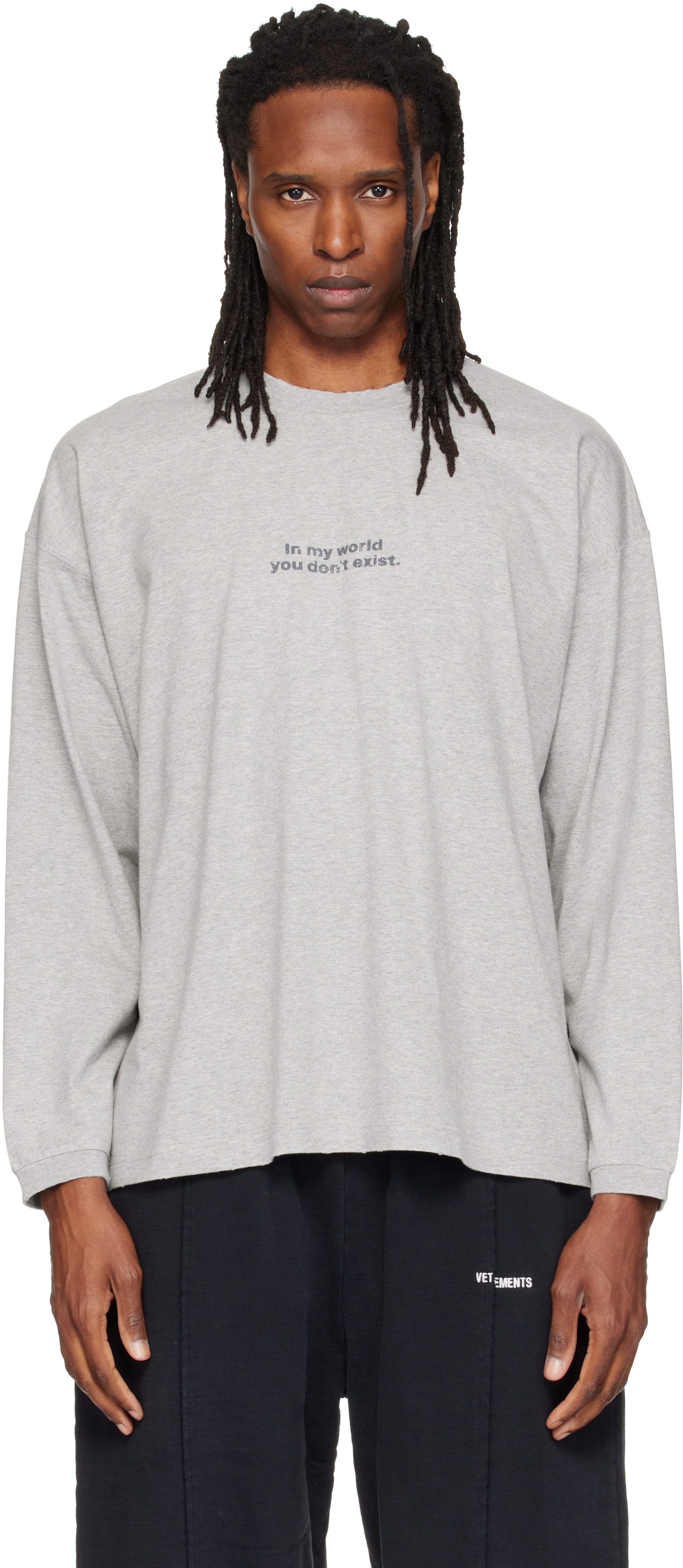 VETEMENTS: ブラック 'In My World' 長袖Tシャツ | SSENSE 日本