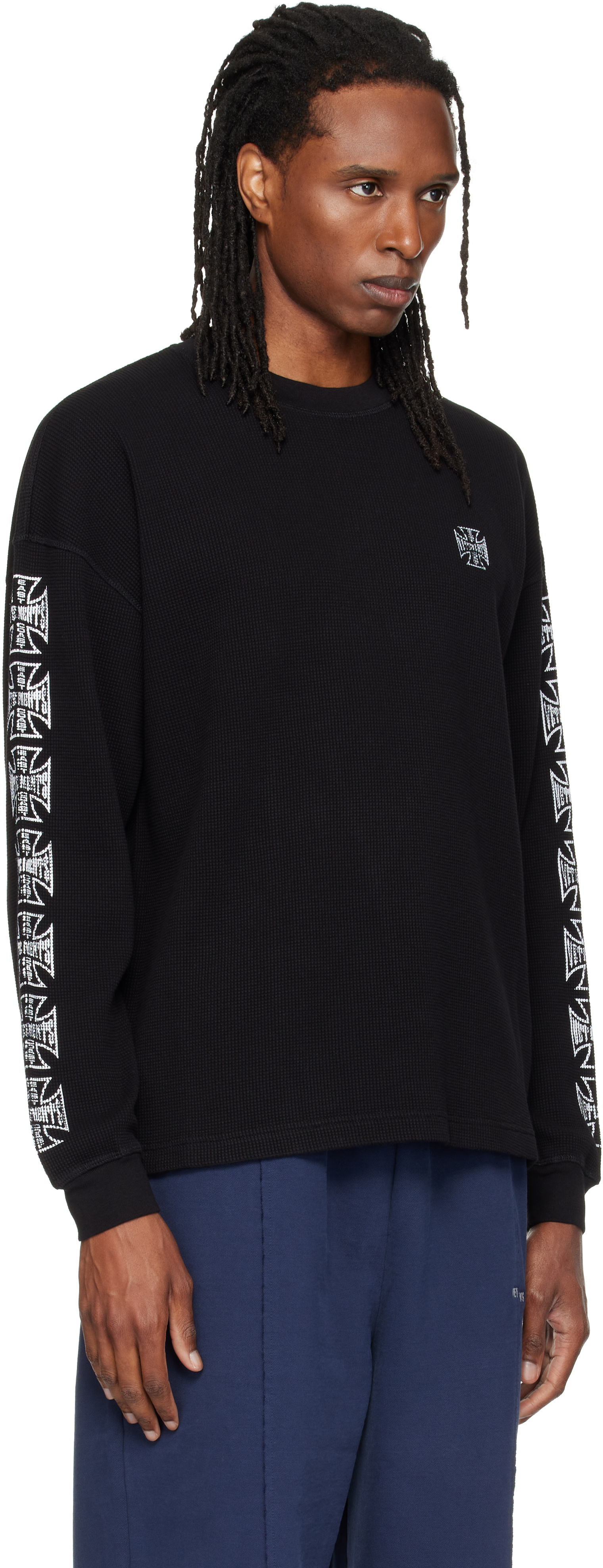 VETEMENTS: ブラック Biker Cross Logo 長袖Tシャツ | SSENSE 日本