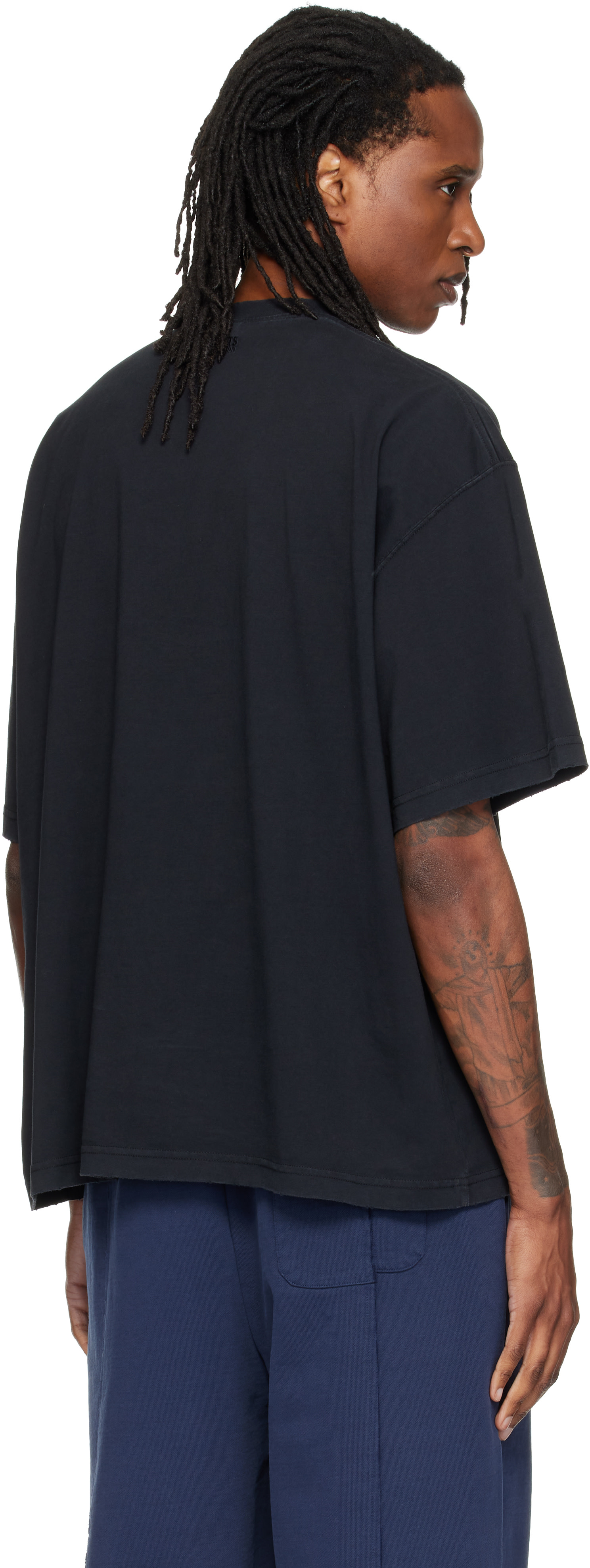 VETEMENTS: Black Biker Cross Logo Boxy T-shirt | SSENSE