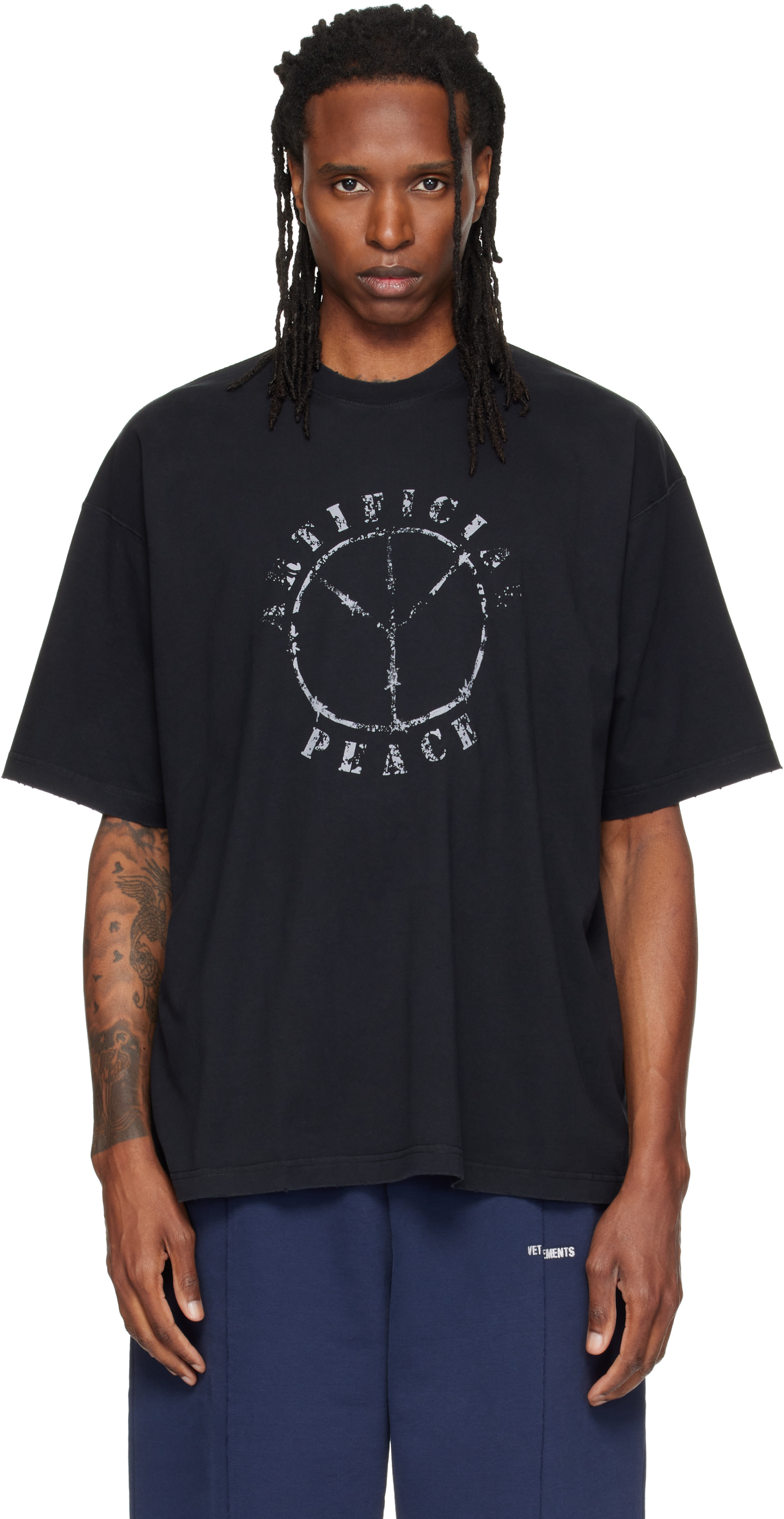 VETEMENTS - ブラック 'Artificial Peace' オーバーサイズ Tシャツ