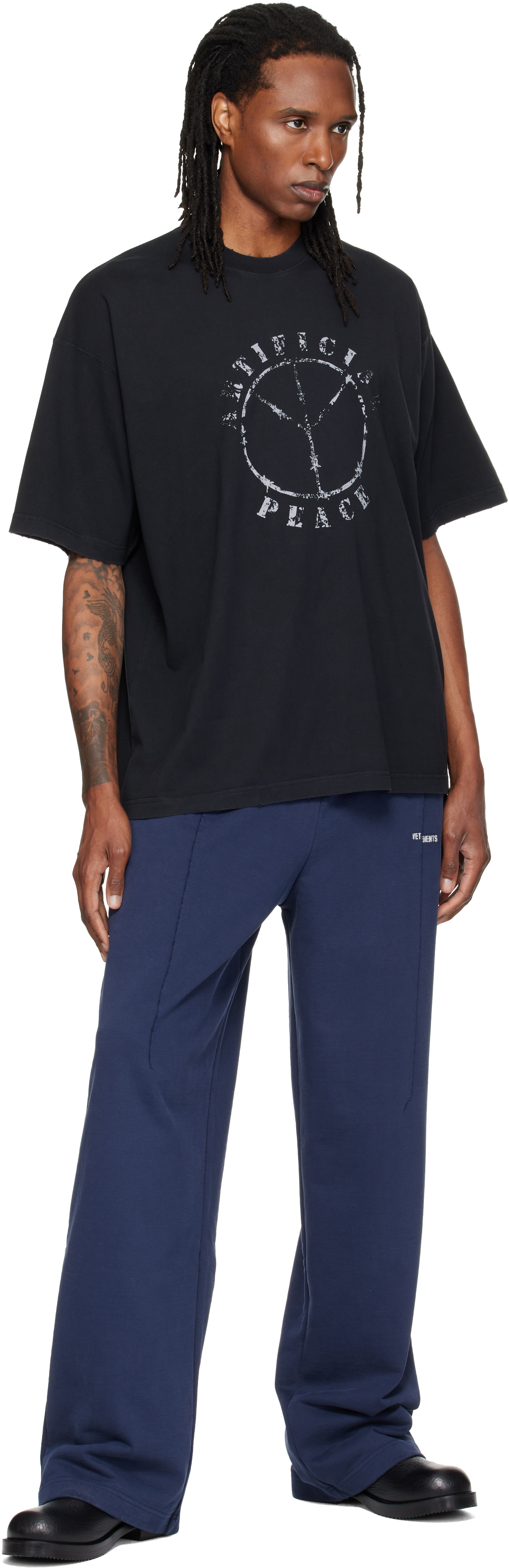 VETEMENTS - ブラック 'Artificial Peace' オーバーサイズ Tシャツ