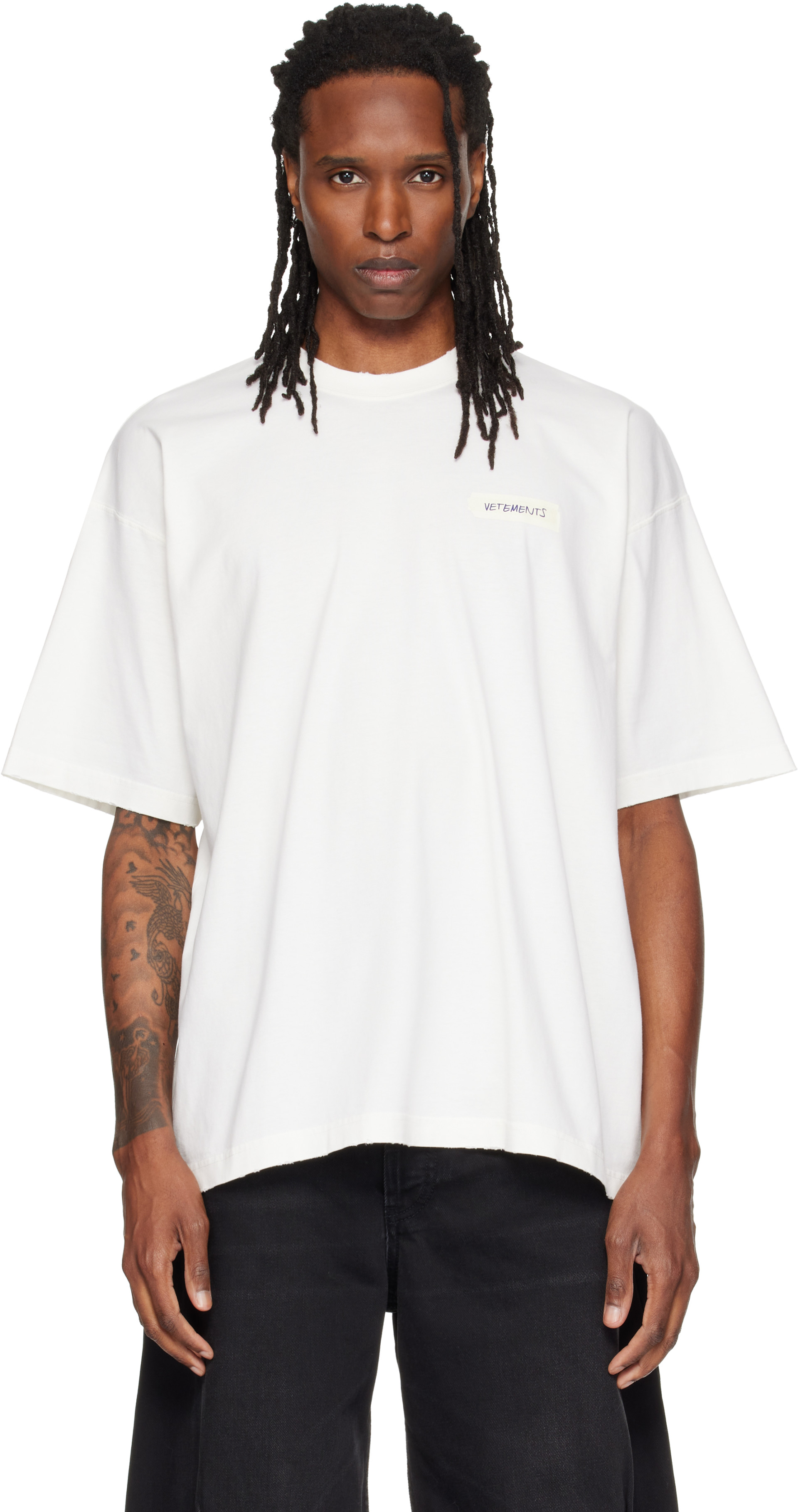 VETEMENTS - Off-White Scribbled Logo Oversized T-shirt