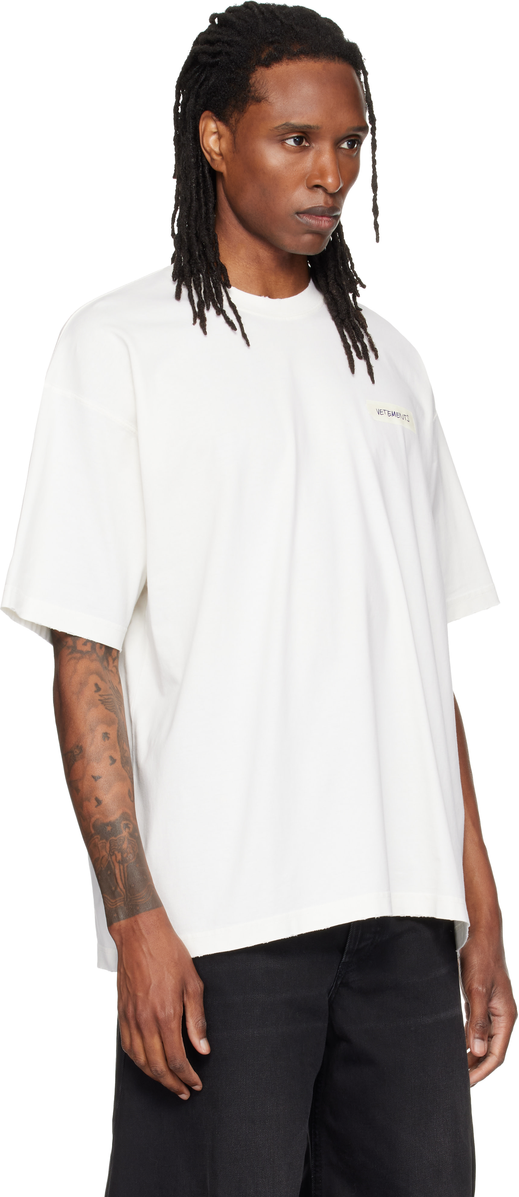 VETEMENTS - Off-White Scribbled Logo Oversized T-shirt