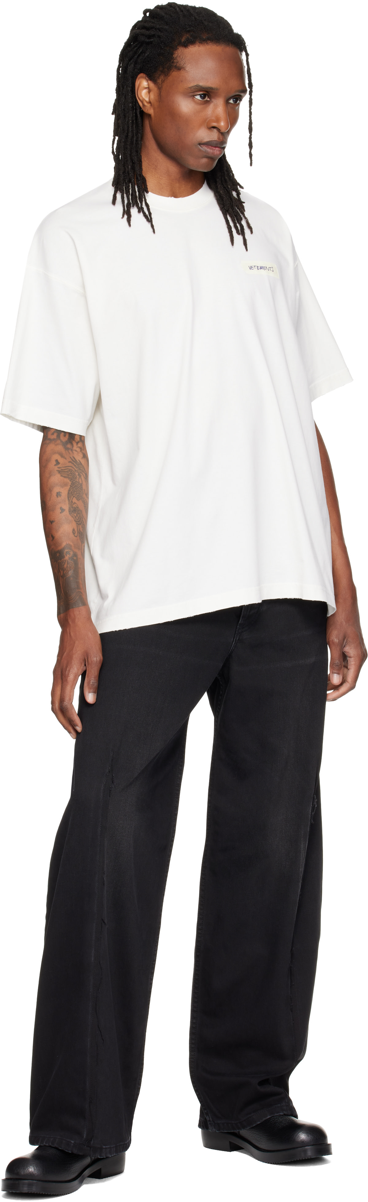 VETEMENTS - Off-White Scribbled Logo Oversized T-shirt