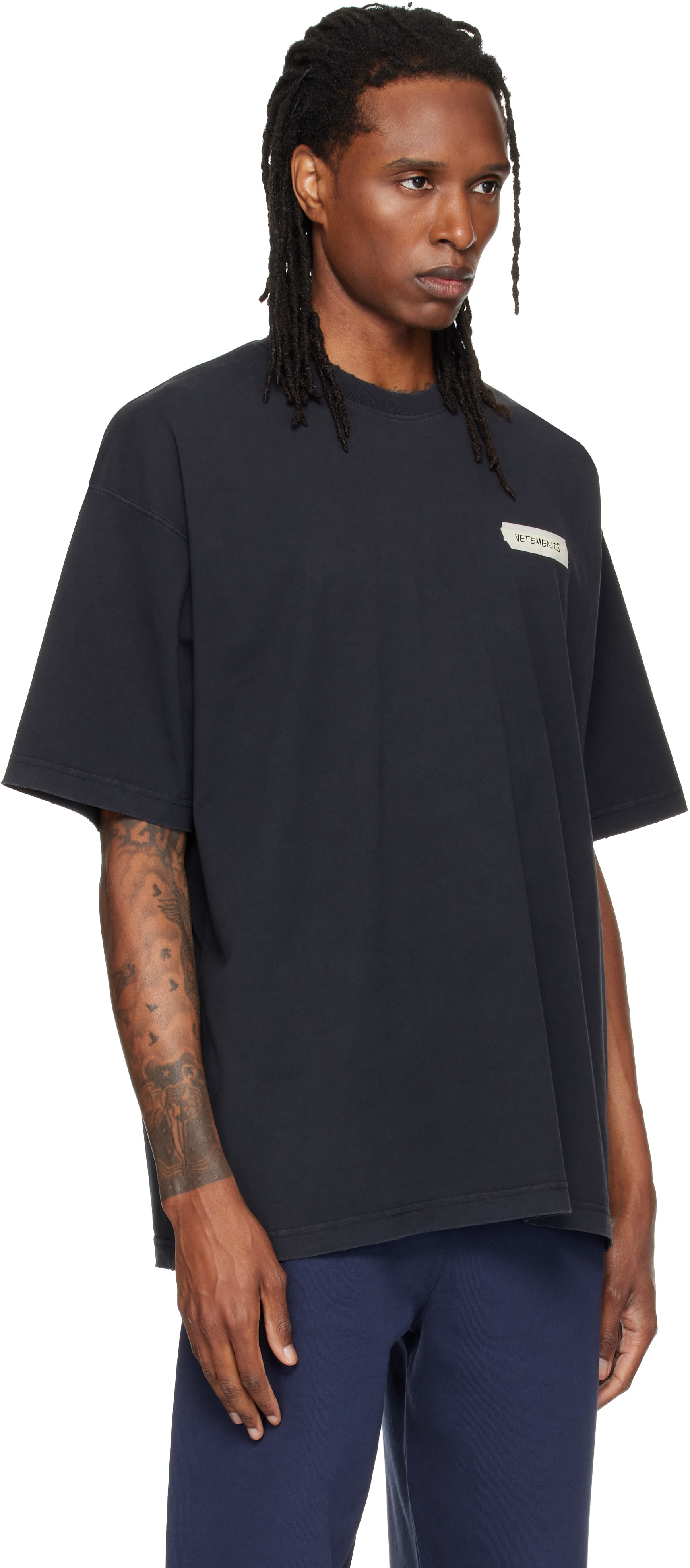 VETEMENTS - Black Scribbled Logo Oversized T-shirt