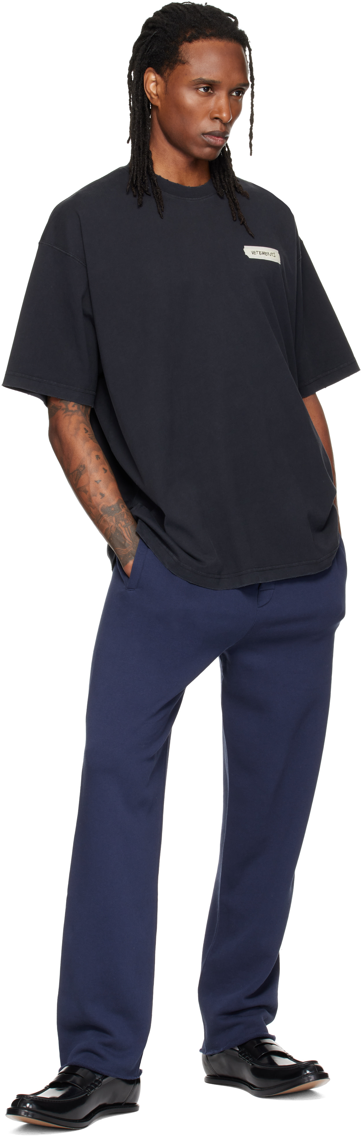 VETEMENTS - Black Scribbled Logo Oversized T-shirt