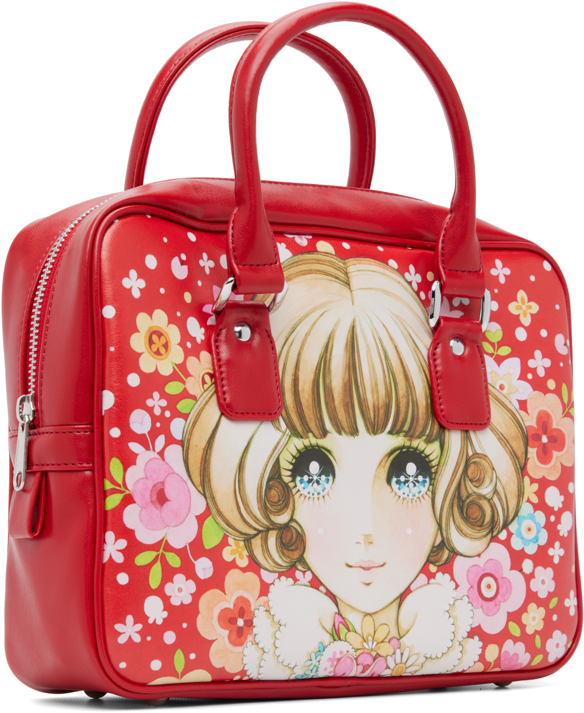 新品COMME des GARCONS フリル ハンドバッグ レッド Comme des Garçons Girl: レッド Takahashi Makoto プリント バッグ